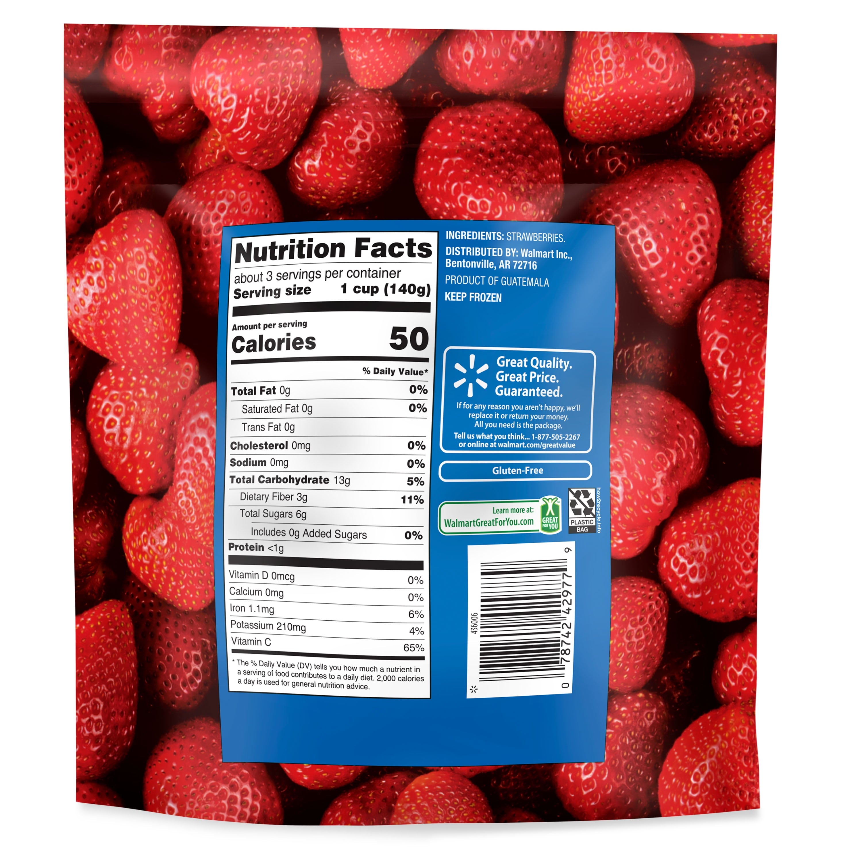 Great Value Whole Strawberries Frozen 16 Oz