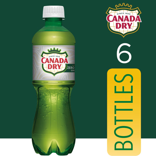 Canada Dry Caffeine Free Zero Sugar Ginger Ale Soda Pop Bottles 16.9 Fl Oz 6 Pack