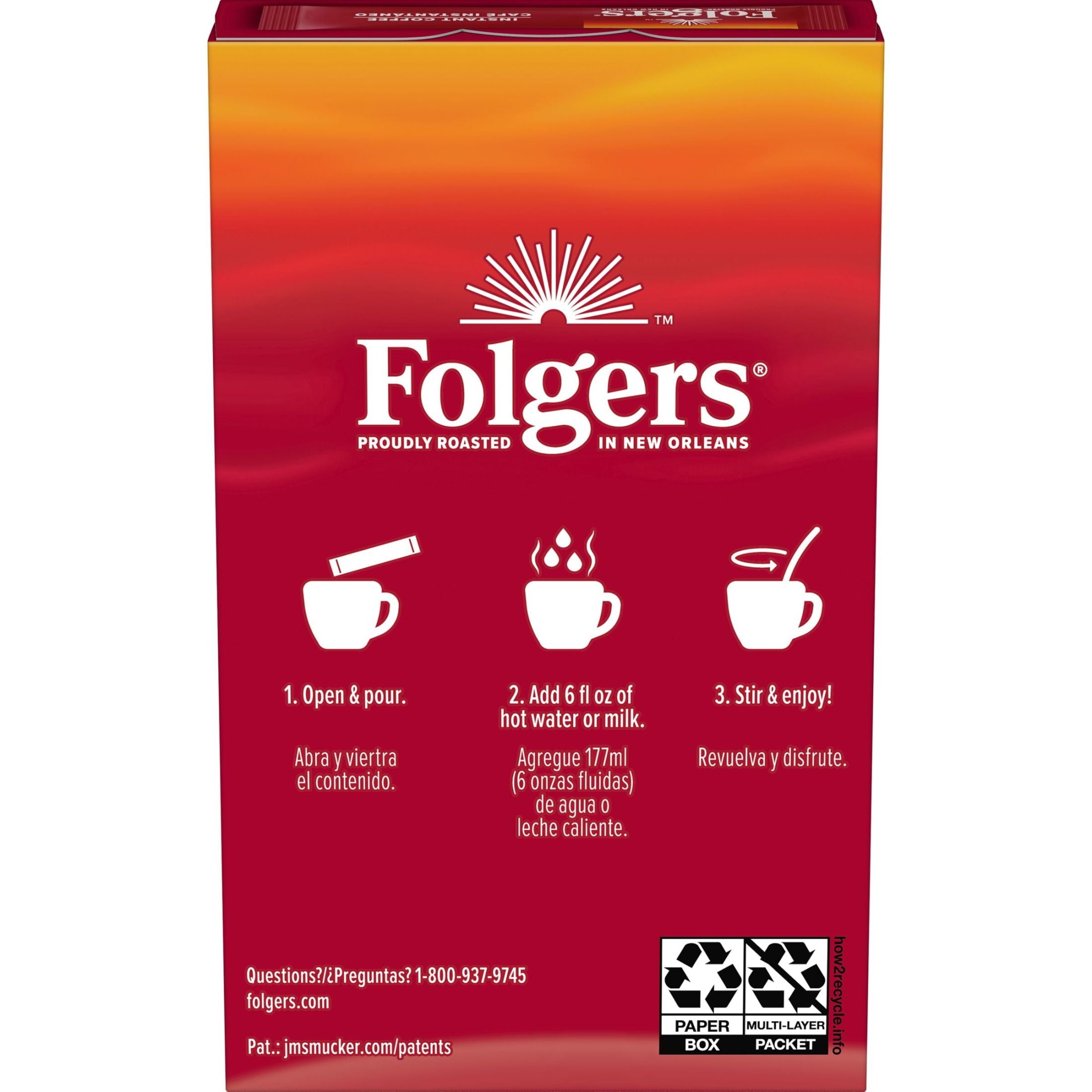 Folgers Classic Roast Naturally Caffeinated Medium Instant Coffee 0.07 oz 7 Count