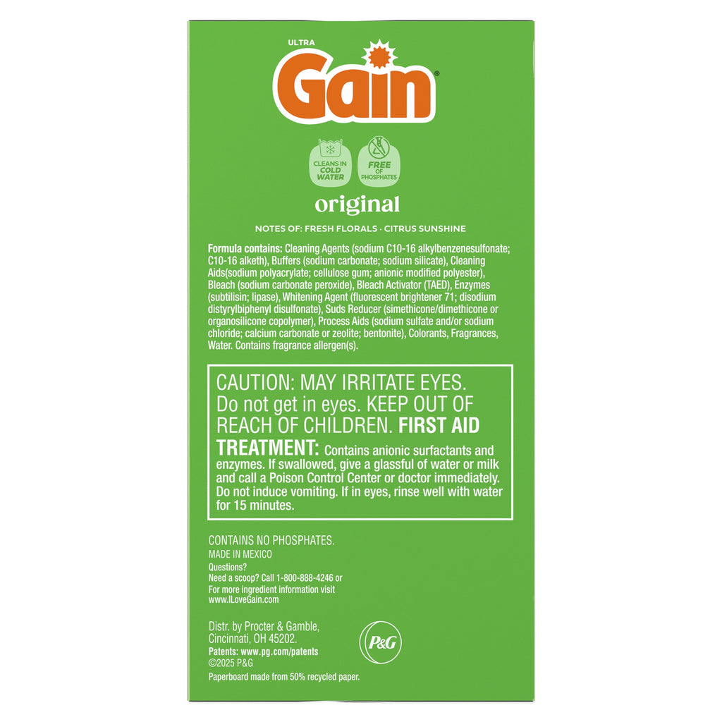 Gain Powder Laundry Detergent Original Scent 40 oz 44 Loads