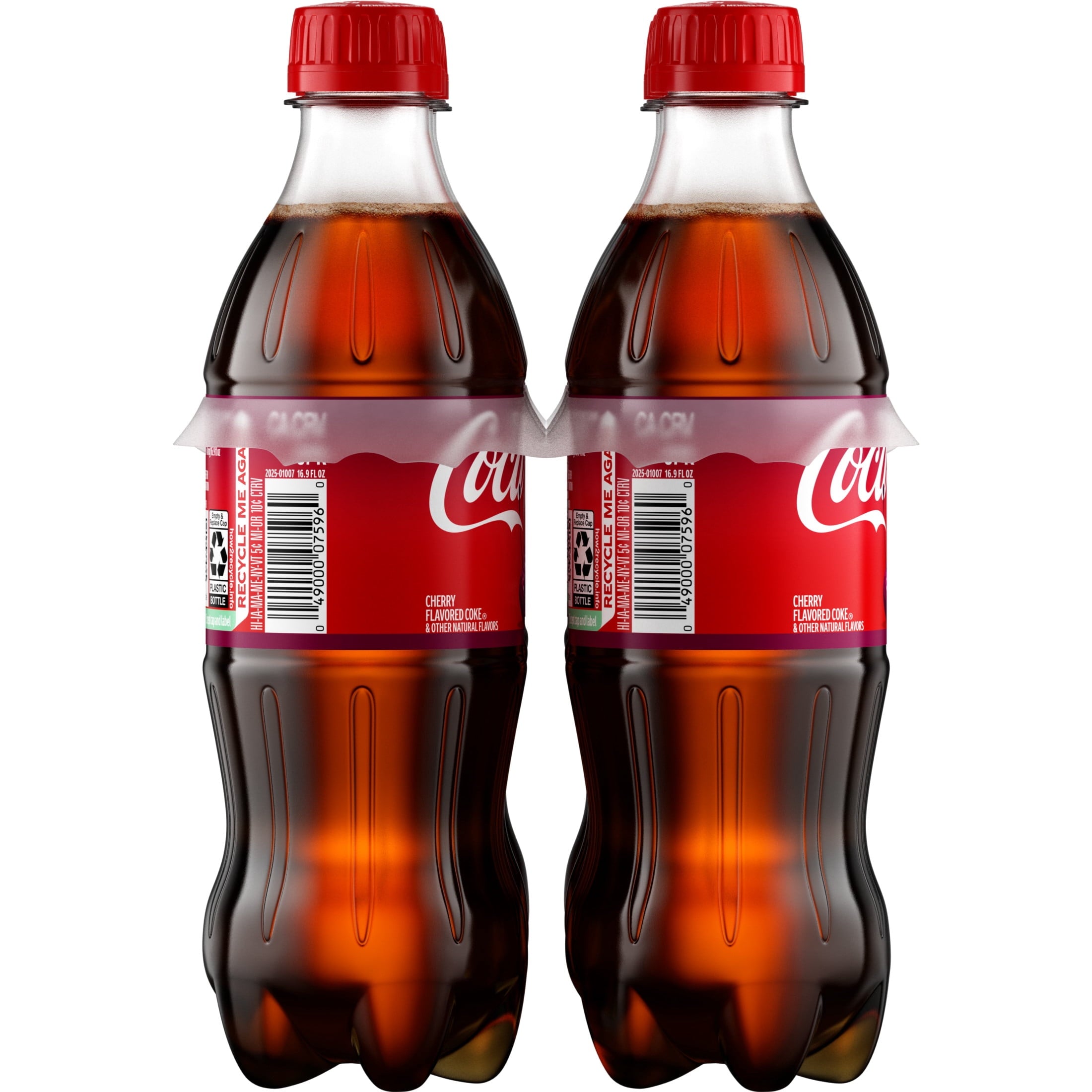Cherry Soda Pop Bottles 16.9 Fl Oz 6 Pack Coca-Cola