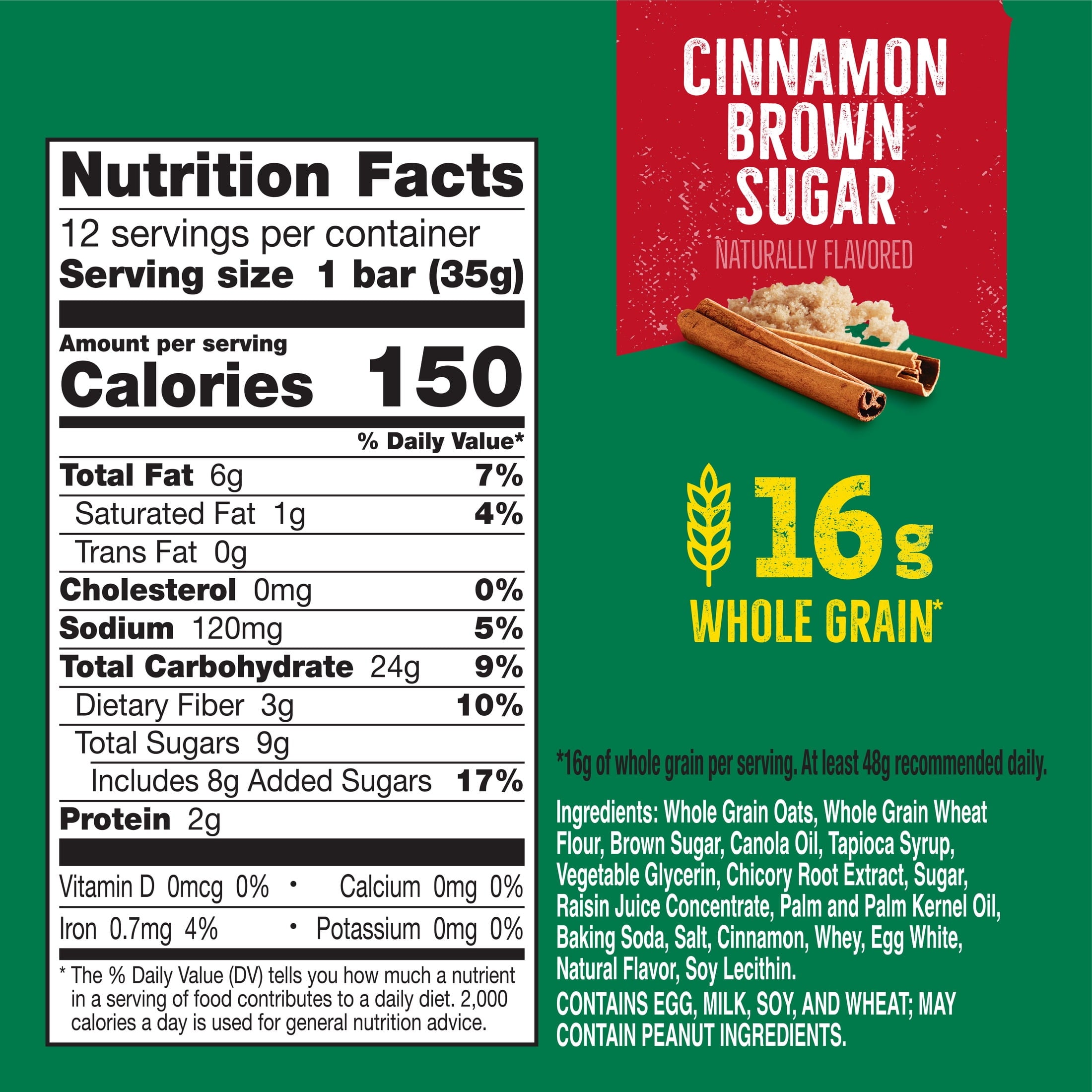 Soft Baked Oatmeal Squares Cinnamon Brown Sugar 14.88 Oz 12 Count Nature Valley