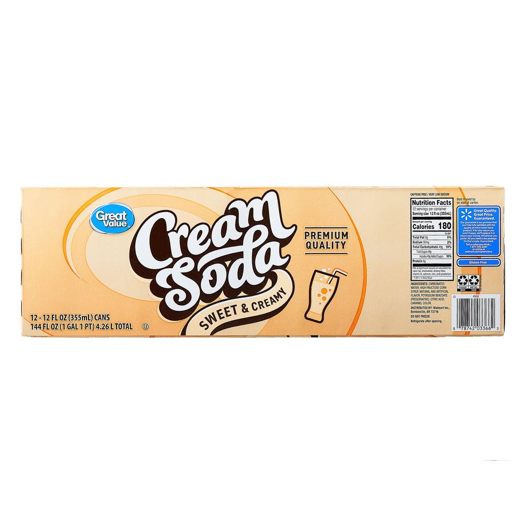Great Value Cream Soda Pop Cans 12 Fl Oz 12 Pack