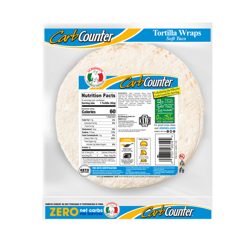 Carb Counter Zero Net Carbs Soft Taco Flour Tortillas 11.8 Oz 8 Count La Banderita