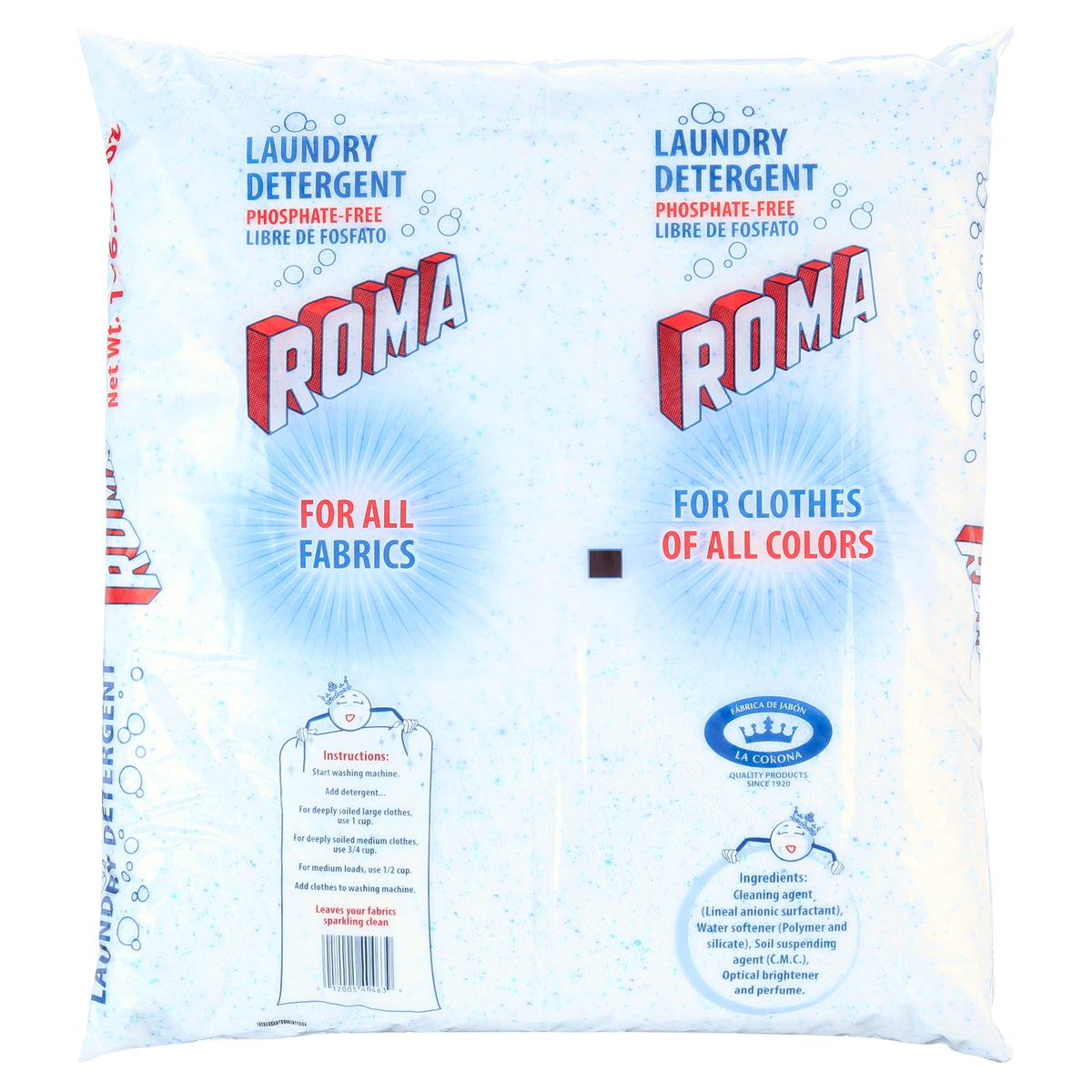 Roma Laundry Detergent Powder Heavy-Duty Biodegradable Phosphate-Free Uncented 176.36 oz 62 Loads