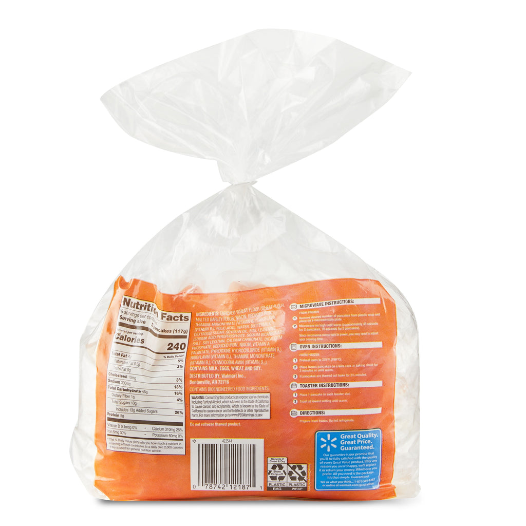 Great Value Buttermilk Pancakes 33 Oz 24 Count Frozen