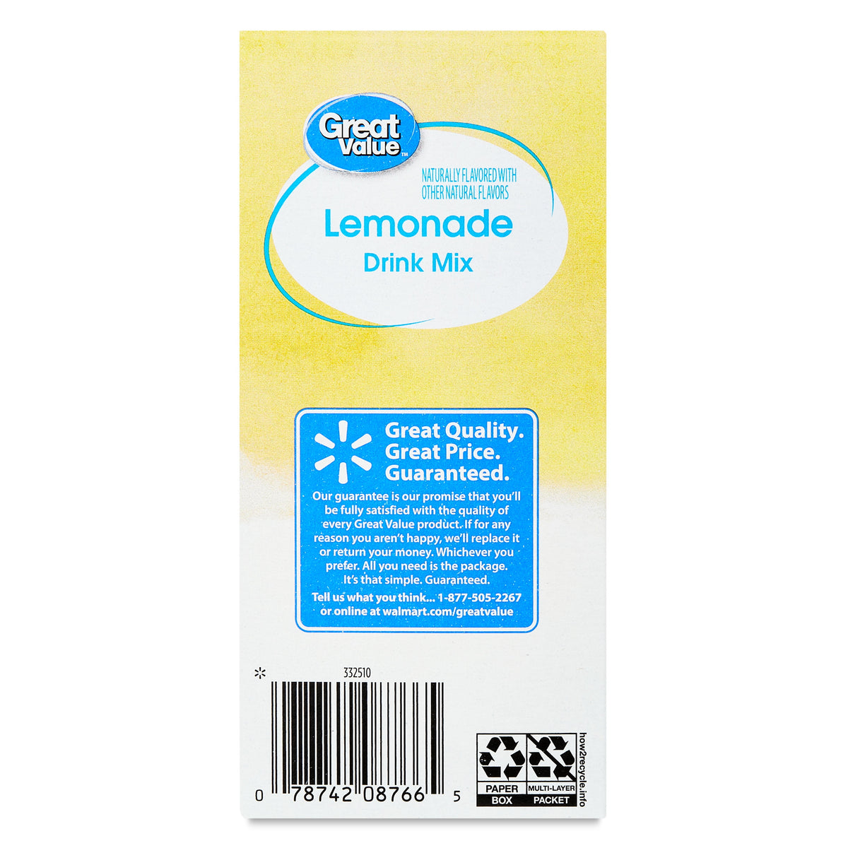 Great Value Sugar-Free Lemonade Powdered Drink Mix 0.53 oz 6 Count