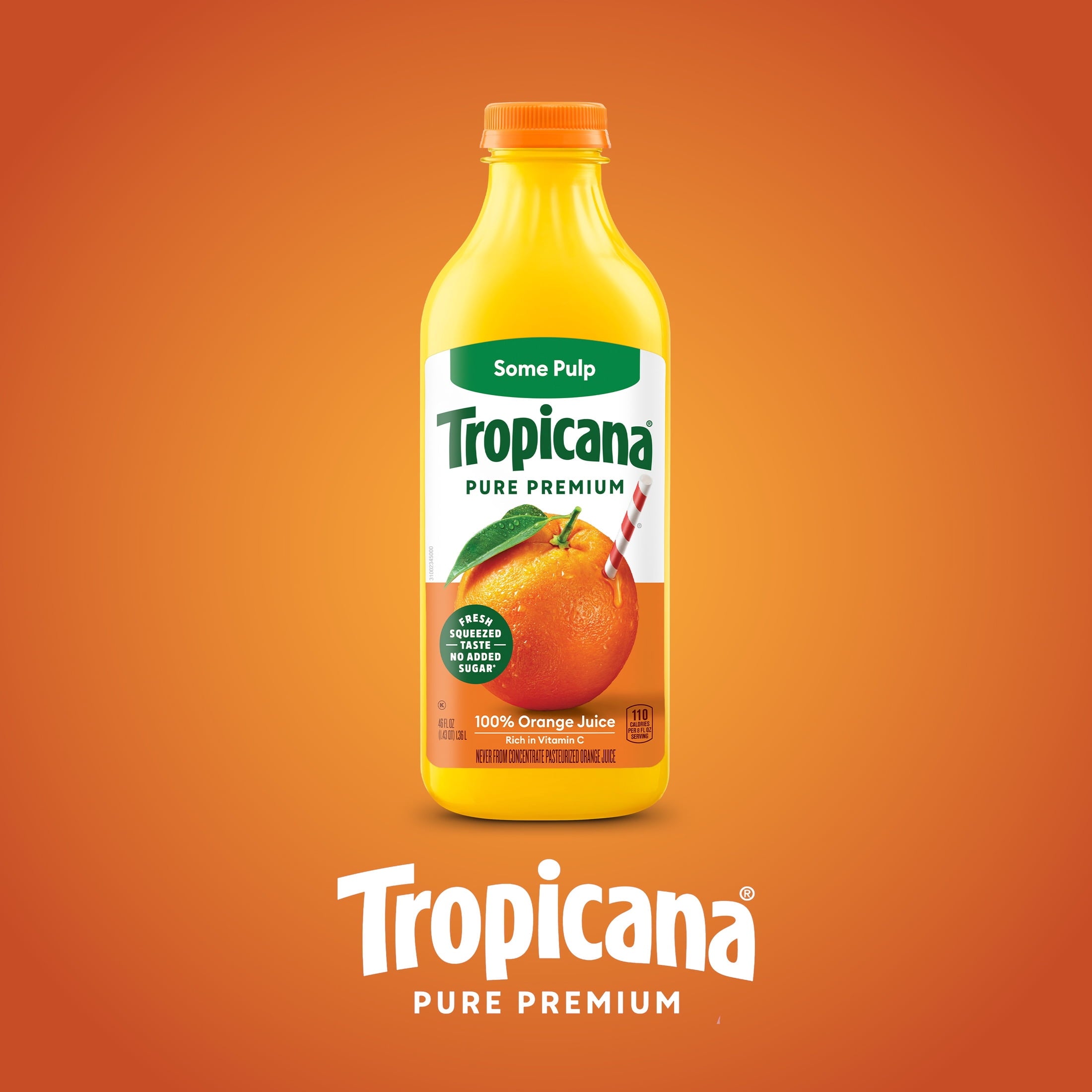 Tropicana Pure Premium 100% Orange Juice Original Some Pulp 46 fl oz