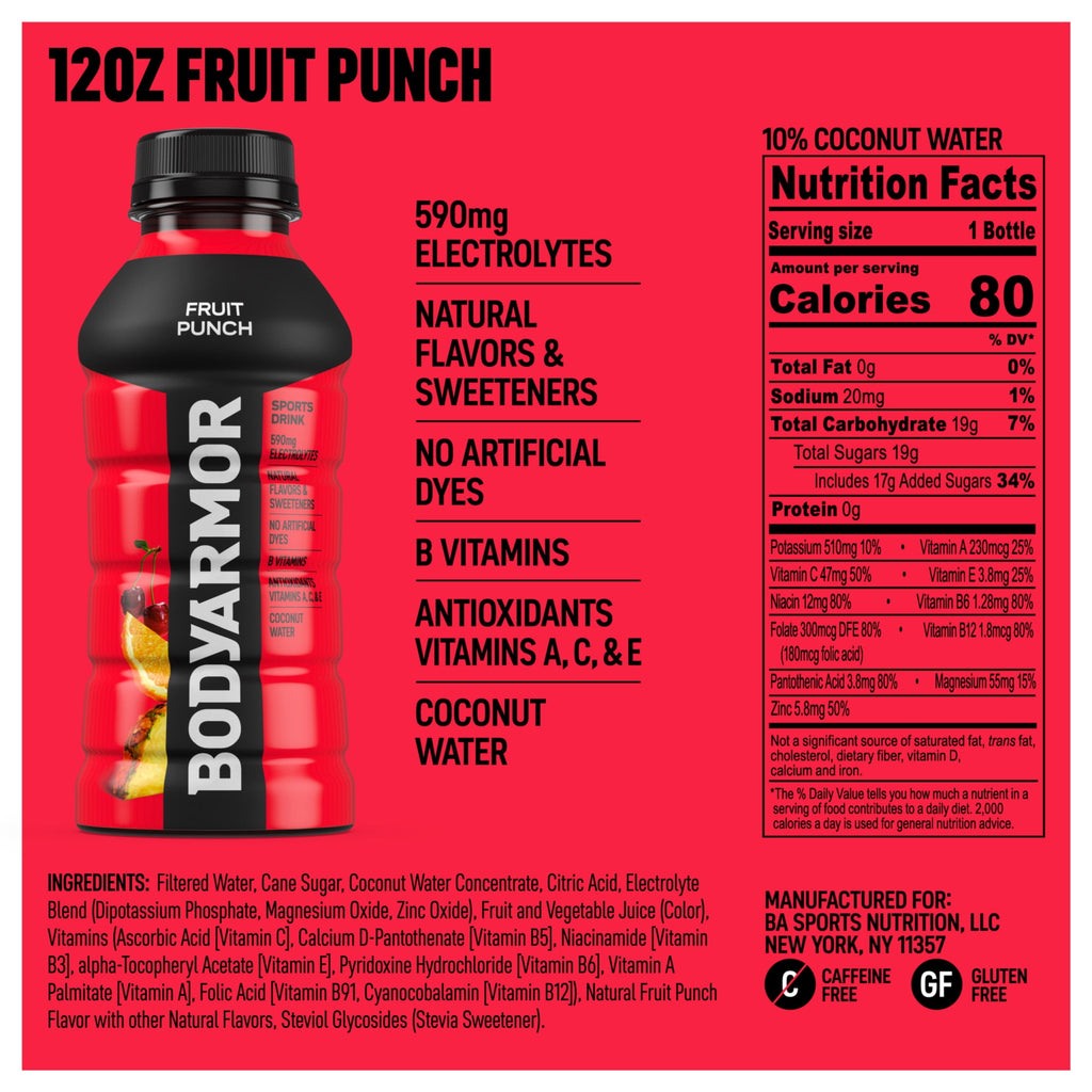 BODYARMOR Fruit Punch Electrolyte Sports Drink 12 fl oz 8 Pack