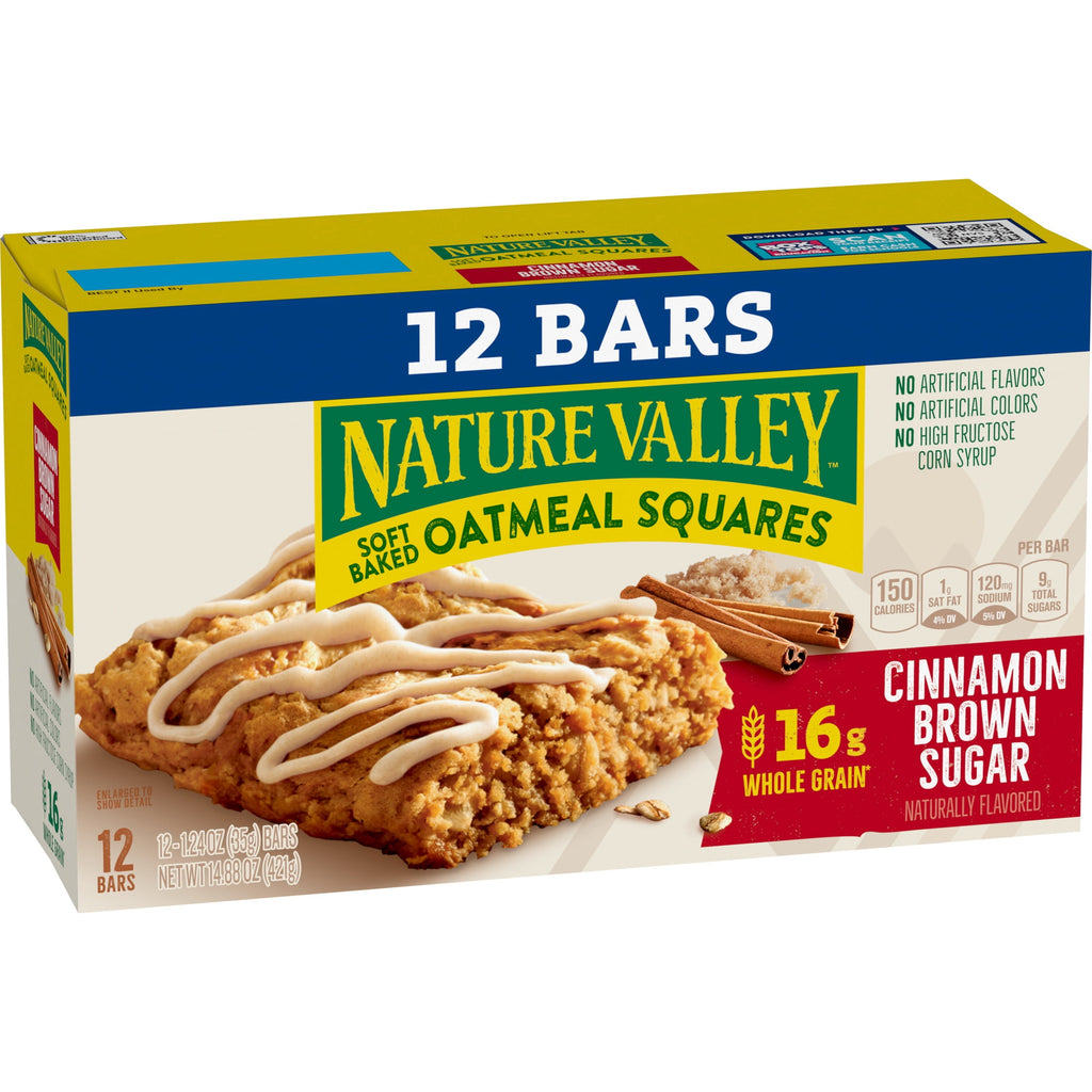 Soft Baked Oatmeal Squares Cinnamon Brown Sugar 14.88 Oz 12 Count Nature Valley