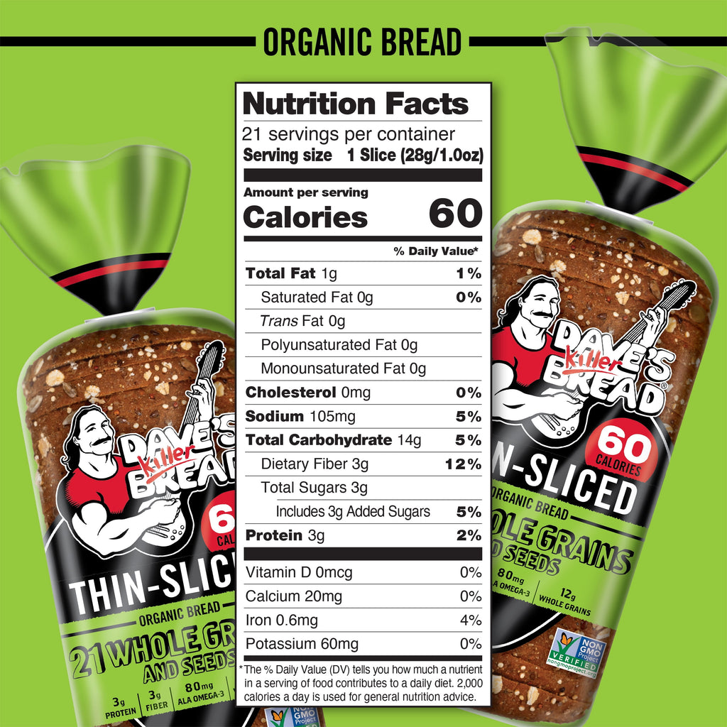 Organic Thin Sliced 21 Whole Grains and Seeds Bread 20.5 Oz