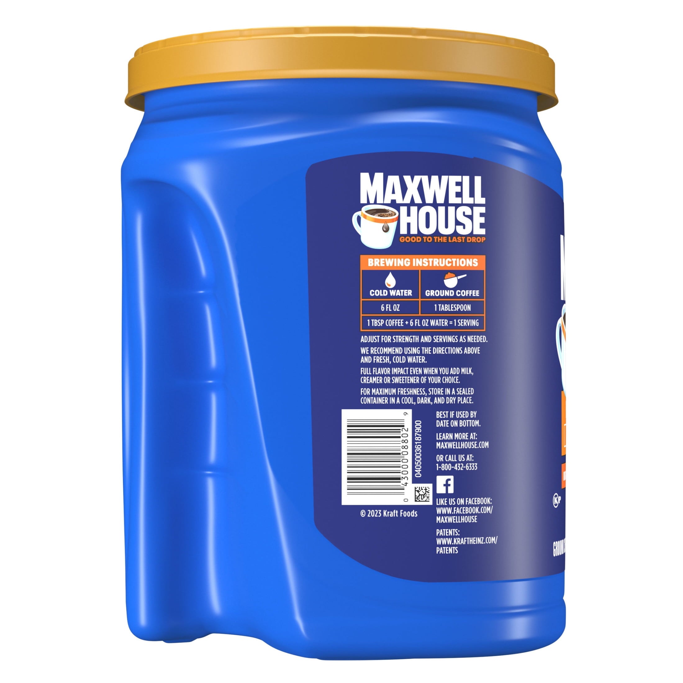 Maxwell House Breakfast Blend Naturally Caffeinated Mild Roast Ground Coffee 38.8 oz Canister