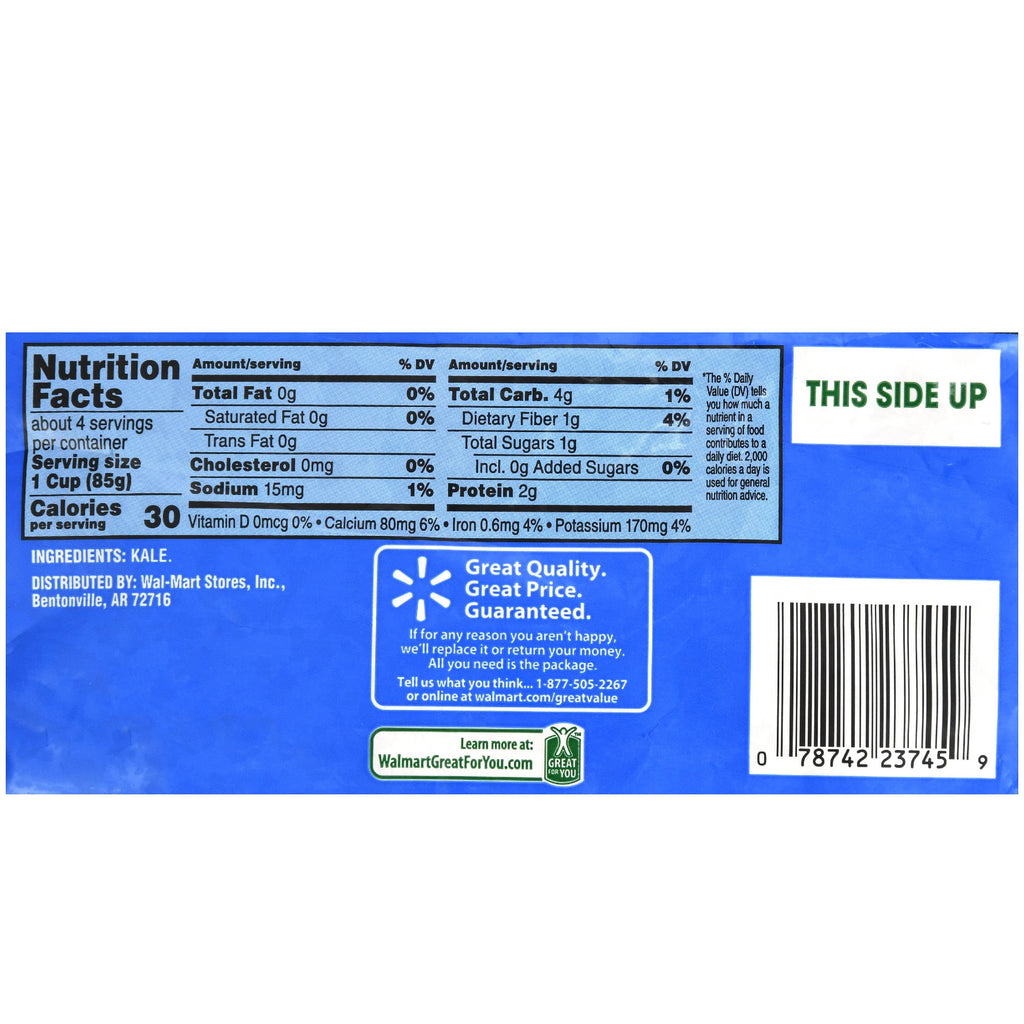 Great Value Chopped Kale Frozen 12 Oz