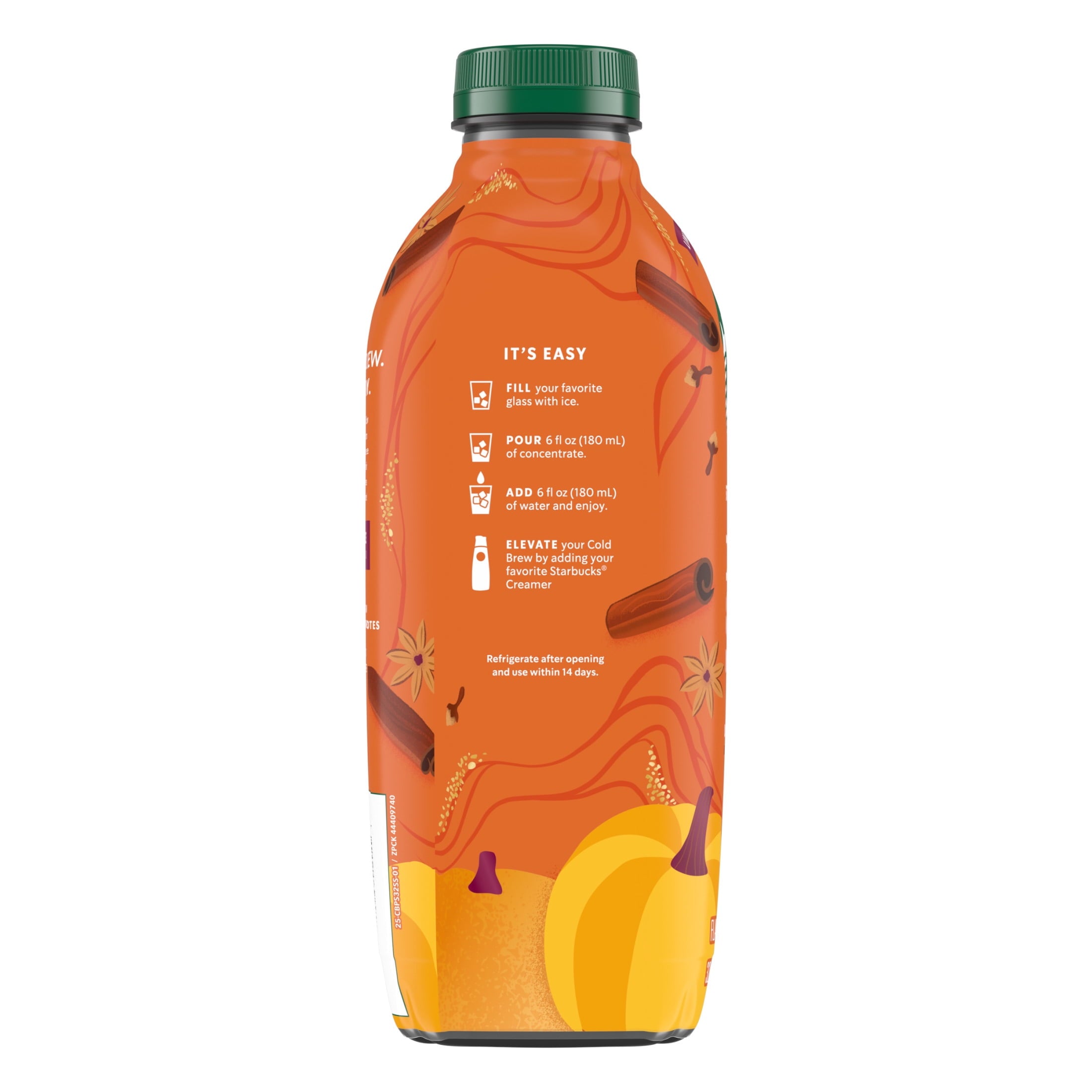 Starbucks Pumpkin Spice Naturally Caffeinated Medium Roast Cold Brew Coffee Concentrate 32 fl oz Bottle