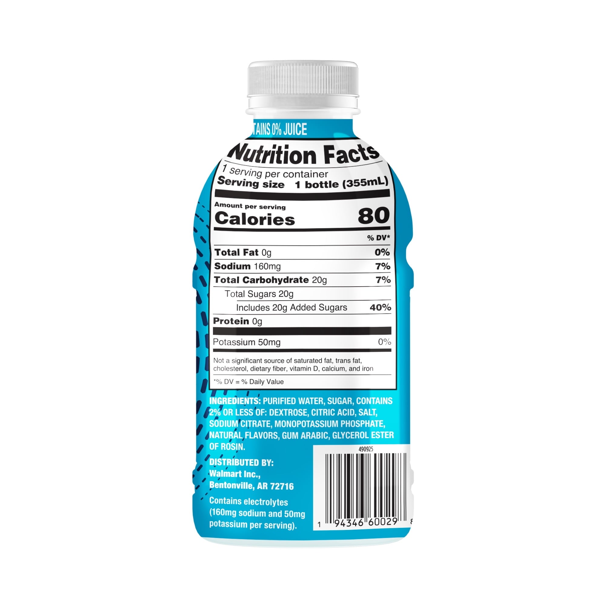 Great Value Sport Hydration Beverage Variety Pack Fruit Punch Lemon Lime Mixed Berry 12 fl oz 18 Count