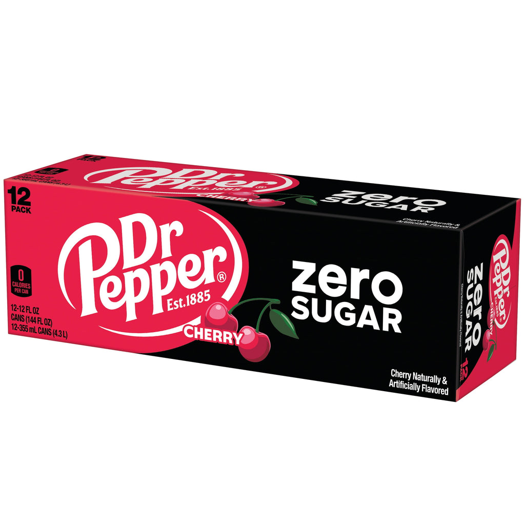 Dr Pepper Zero Sugar Cherry Soda Pop Cans 12 Fl Oz 12 Pack