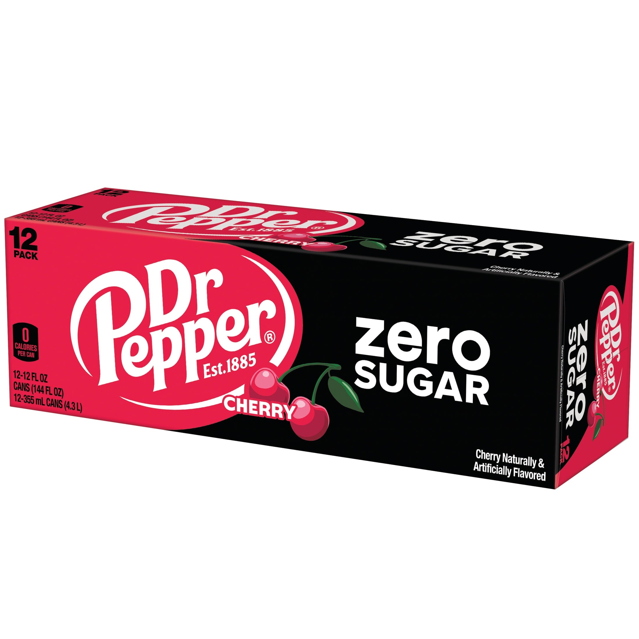 Dr Pepper Zero Sugar Cherry Soda Pop Cans 12 Fl Oz 12 Pack
