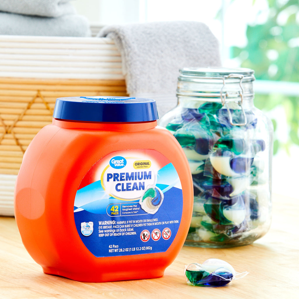 Great Value Premium Clean Laundry Pacs Original Scent 42 Count