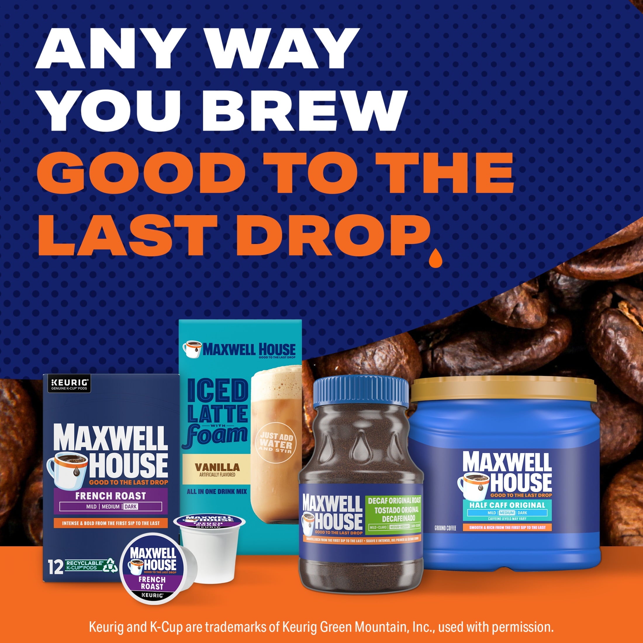 Maxwell House Half Caff Naturally Caffeinated Medium Roast Ground Coffee 25.6 oz Canister