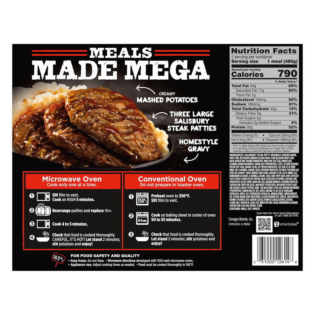 Banquet Mega Meals Salisbury Steak Frozen Meal 16.95 Oz