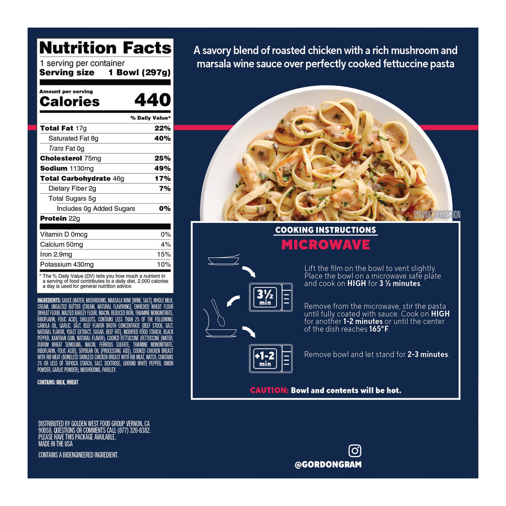 By Chef Ramsay Chicken Marsala Pasta with Roasted Chicken Fettuccine Frozen 10.51 Oz