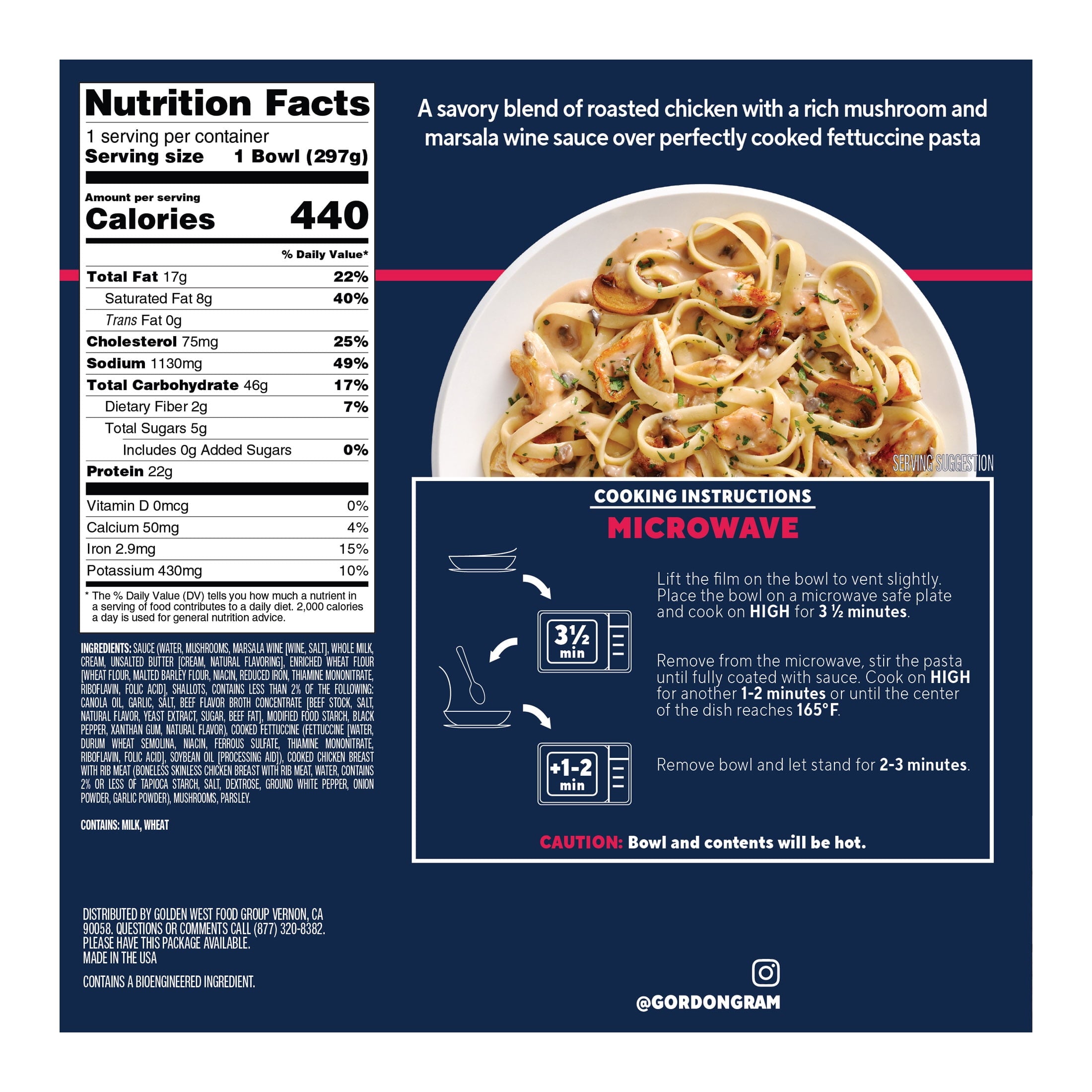 By Chef Ramsay Chicken Marsala Pasta with Roasted Chicken Fettuccine Frozen 10.51 Oz