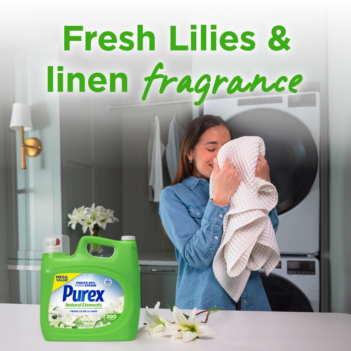 Purex Natural Elements Fresh Lilies & Linen Liquid Laundry Detergent 225 fl oz 200 Loads