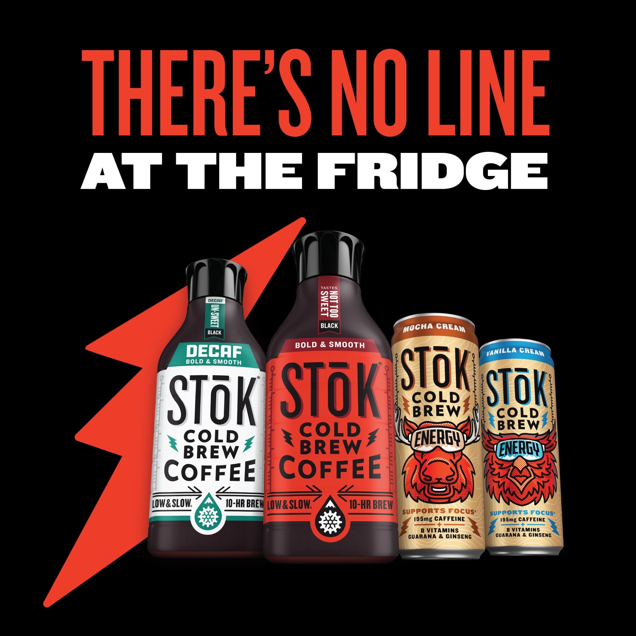 SToK Not Too Sweet Naturally Caffeinated Medium Roast Black Cold Brew Coffee 48 fl oz Bottle