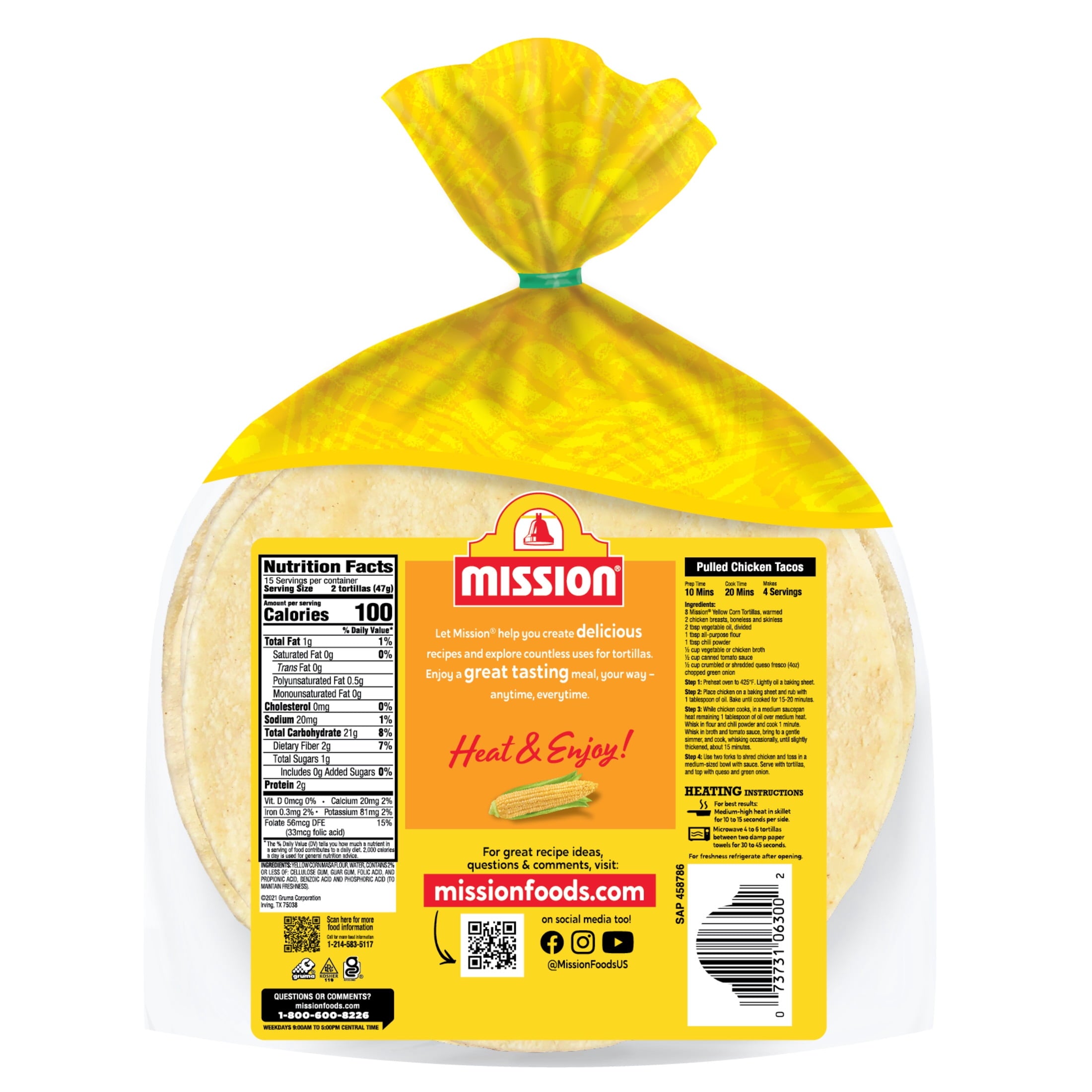 Super Soft Yellow Corn Tortillas 30 Count Mission