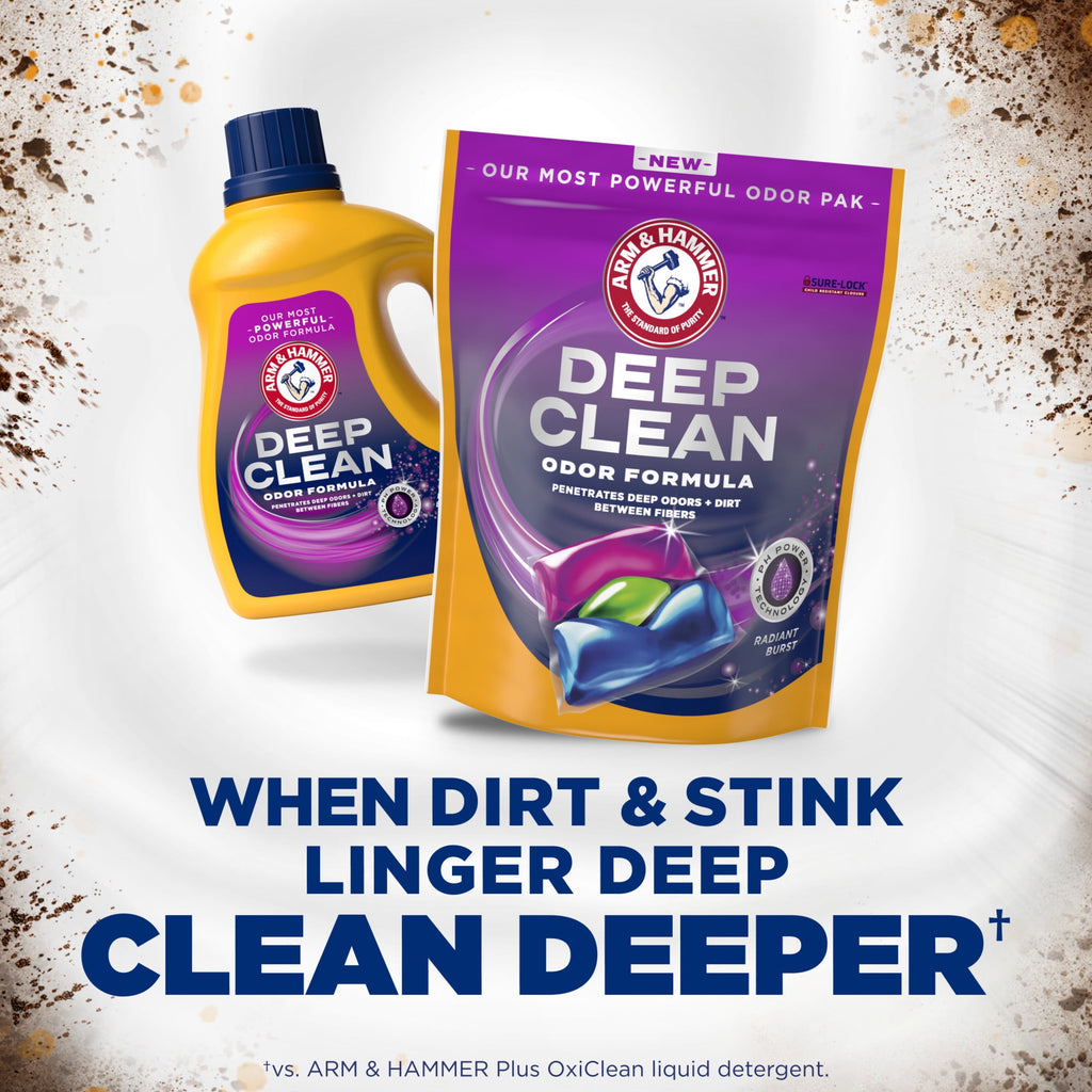 ARM & HAMMER Deep Clean Odor Formula Laundry Detergent Power Paks Radiant Burst Scent 32 Count