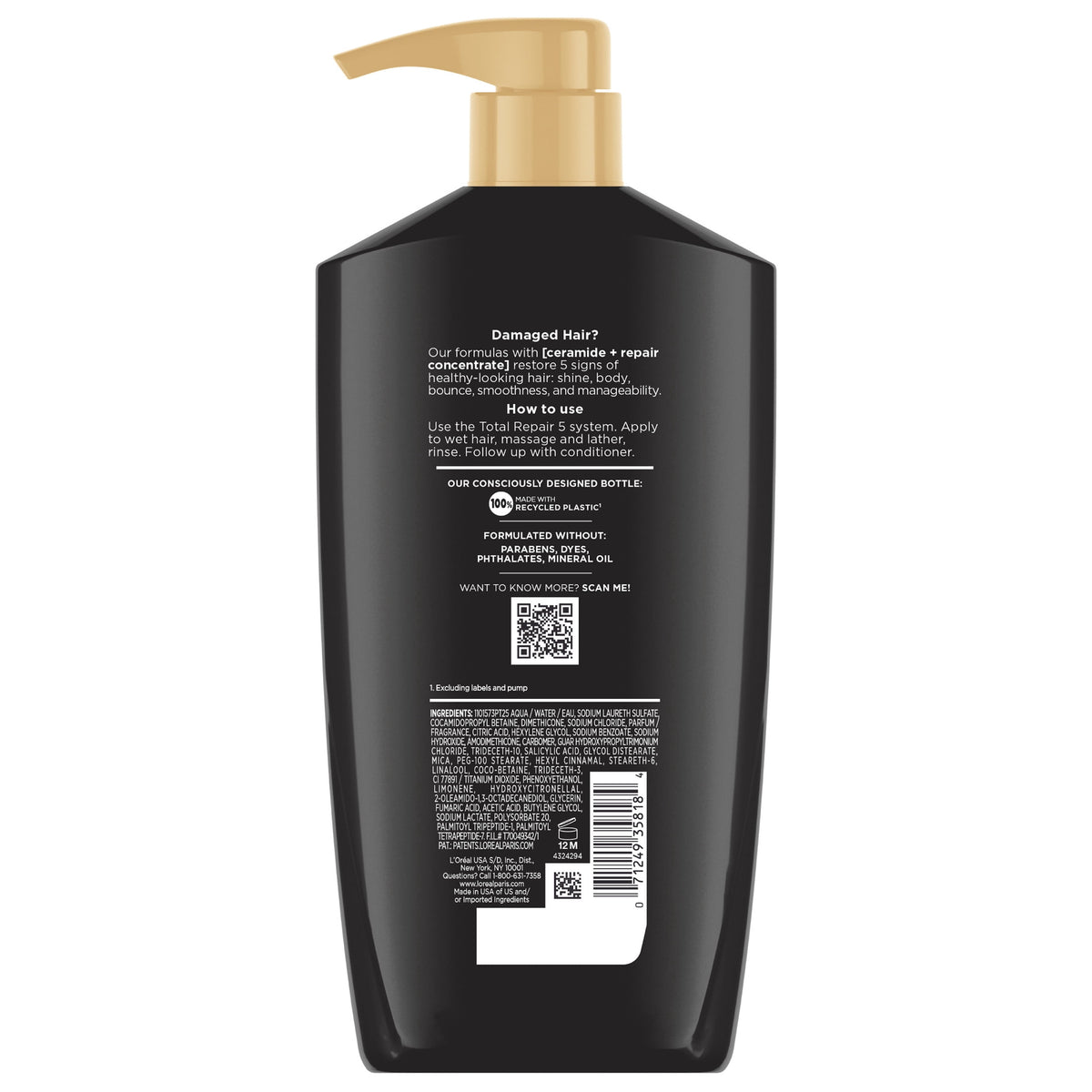 L'Oreal Paris Elvive Total Repair 5 Repairing Shampoo for Damaged Hair Pump 28 fl oz