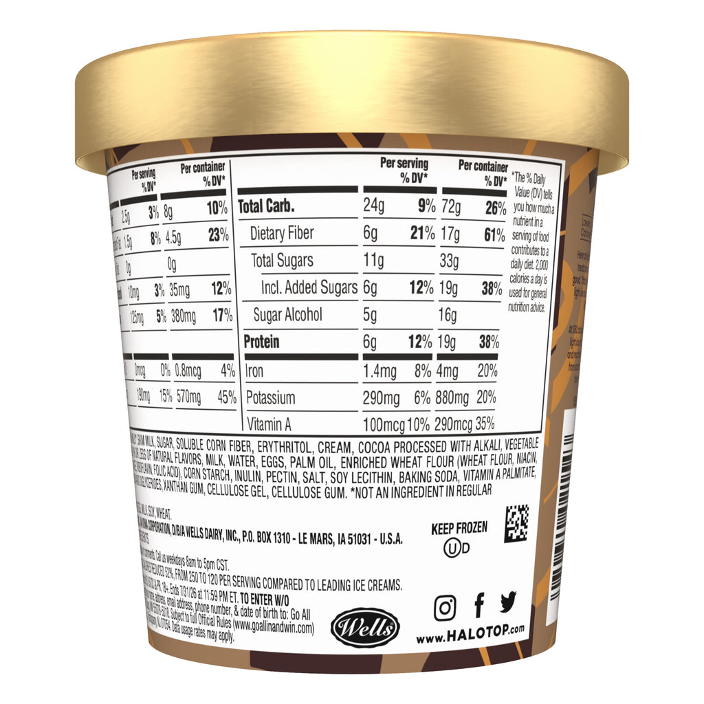 Halo Top Chocolate Caramel Brownie Light Ice Cream 16 Fl Oz