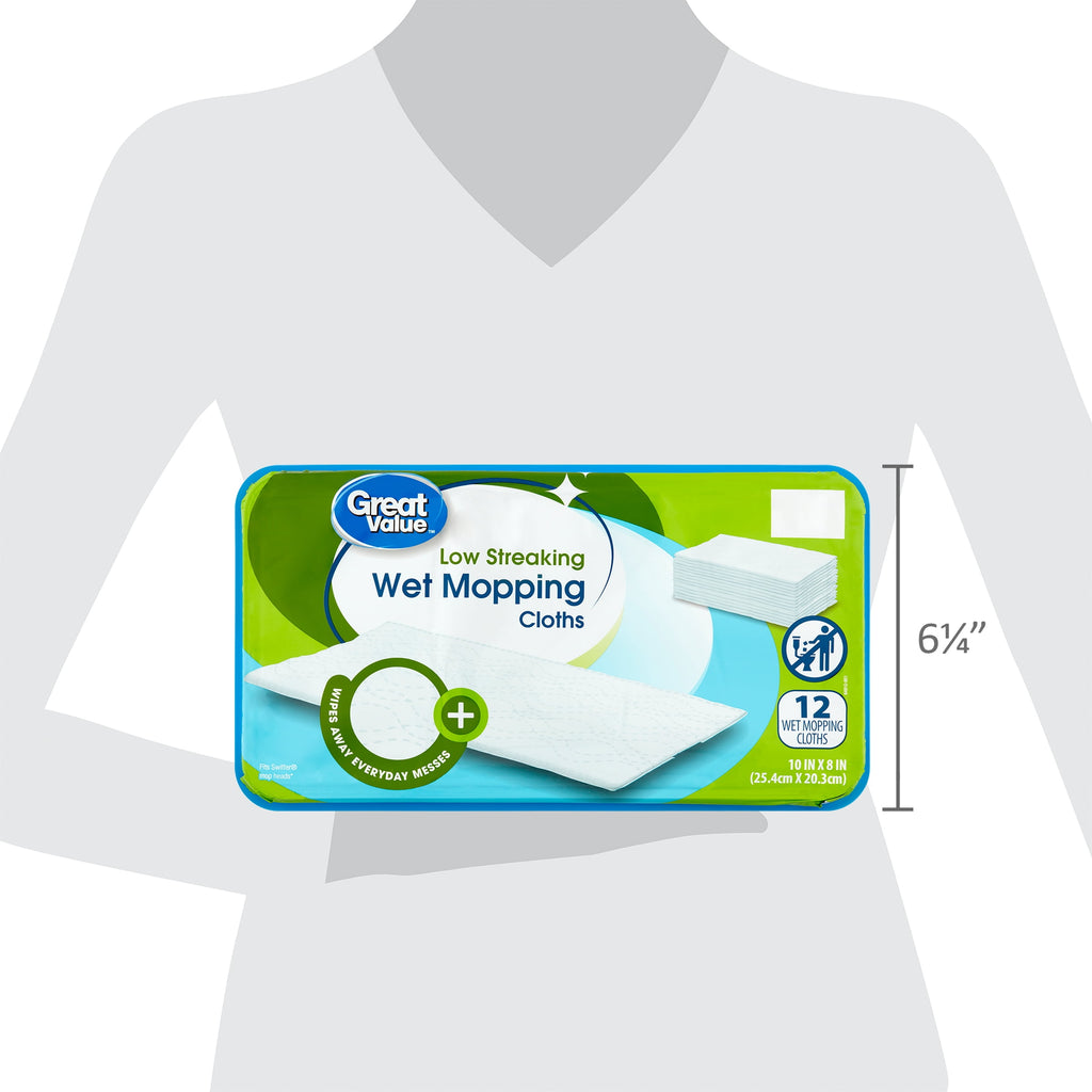 Great Value Low Streaking Wet Mopping Cloths 12 Count
