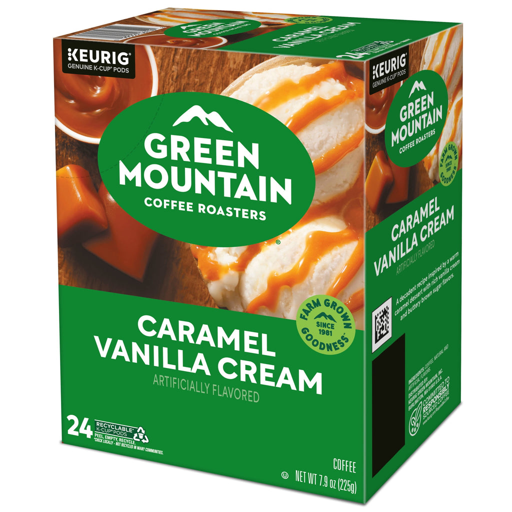 Green Mountain Coffee Roasters Caramel Vanilla Cream Light Roast K-Cup Coffee Pods 24 Count