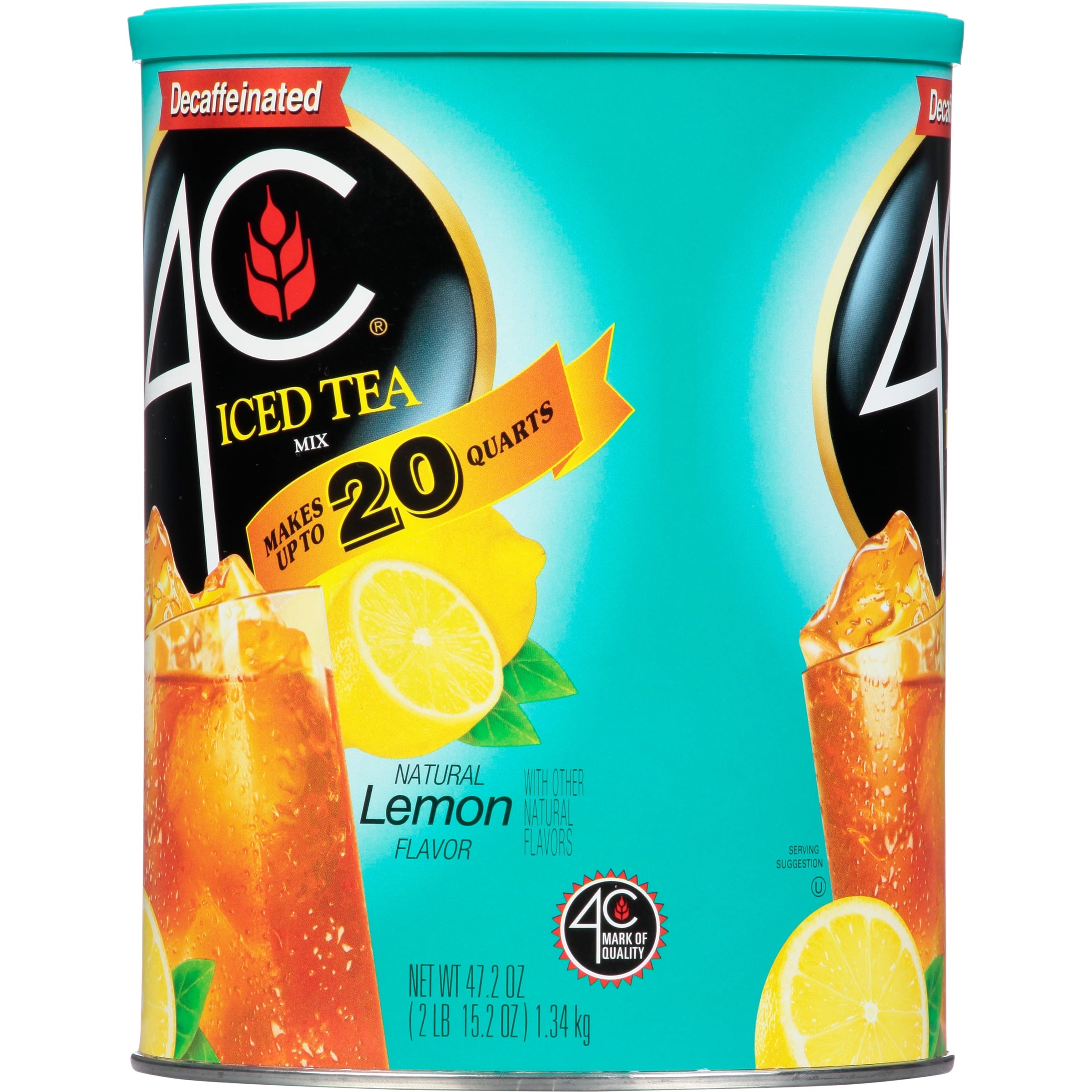 4C Decaf Naturally Decaffeinated Lemon Iced Tea Mix 47.2 oz Canister