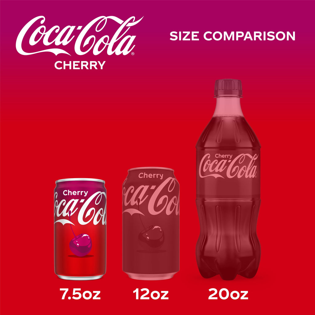 Cherry Soda Pop Mini Cans 7.5 Fl Oz 6 Pack Coca-Cola