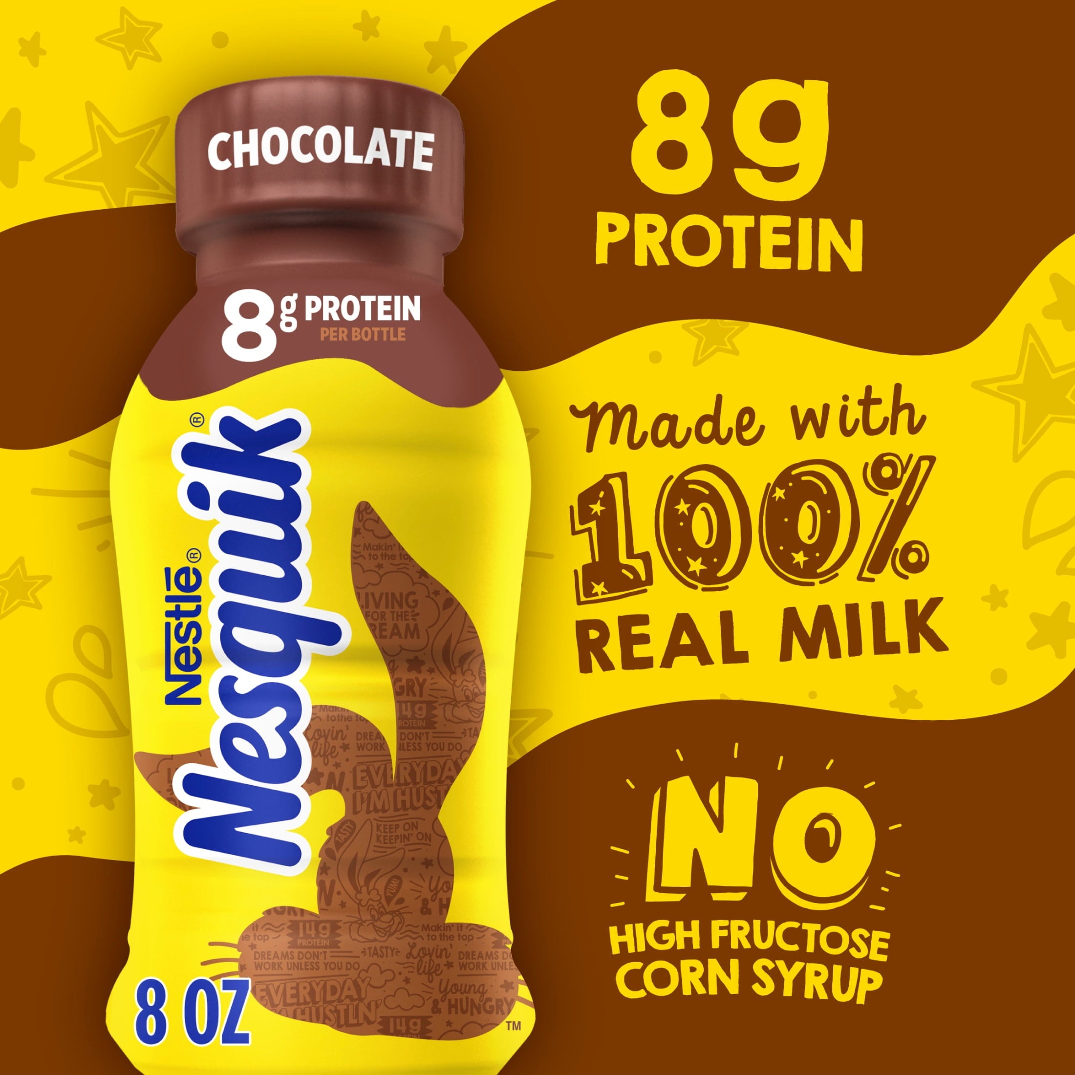 Nesquik Chocolate Low-Fat Milk Ready to Drink 8 fl oz Bottles 12 Pack