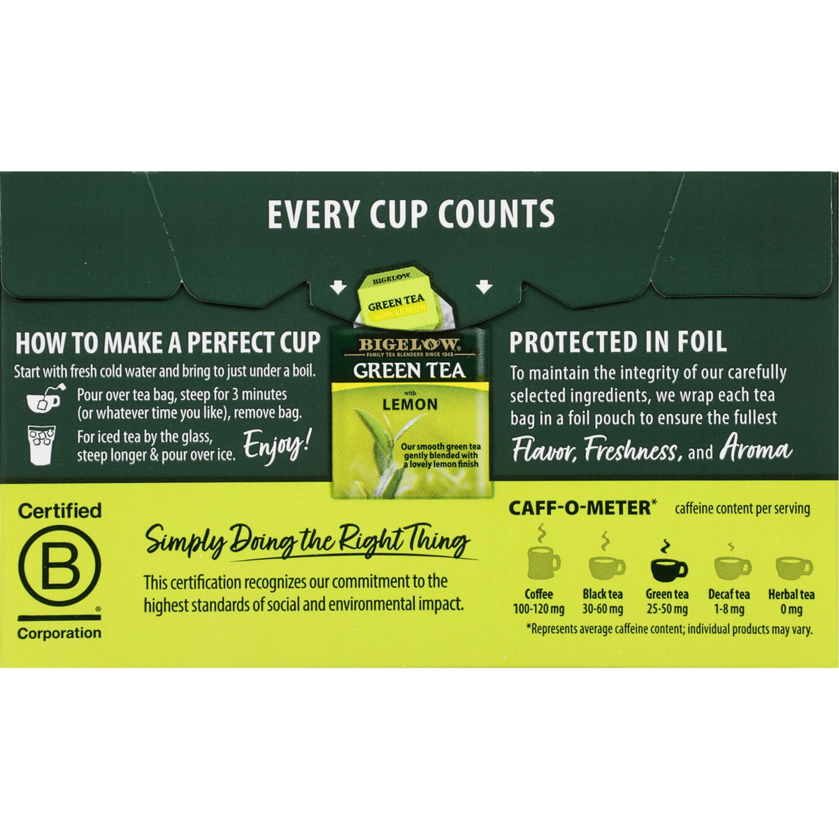 Bigelow Tea Green Tea with Lemon Bags 20 Count