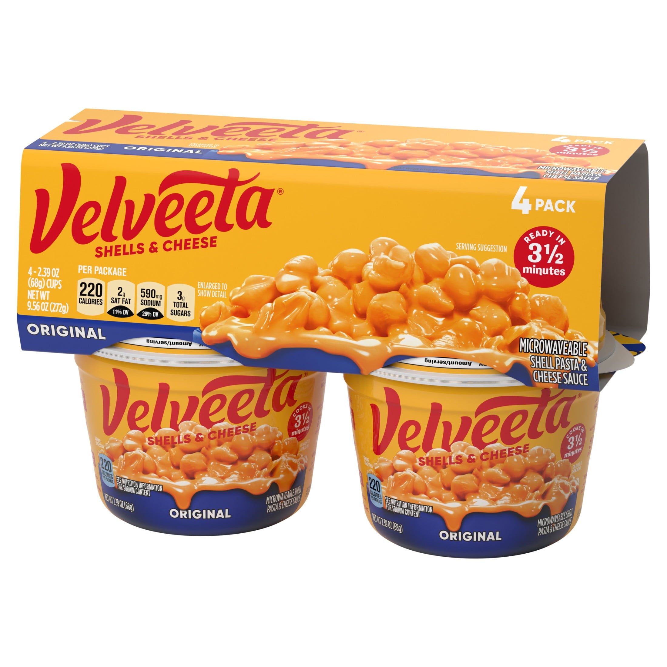 Velveeta Shells and Cheese Mac and Cheese Original Flavor 4 Cups 9.56 Oz
