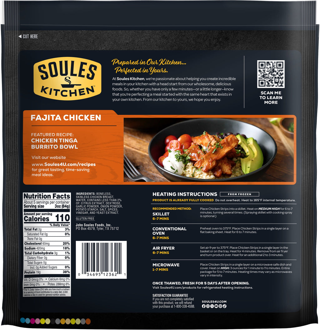 Soules Kitchen Chicken Breast Fajita Strips Frozen Fully Cooked 16 Oz