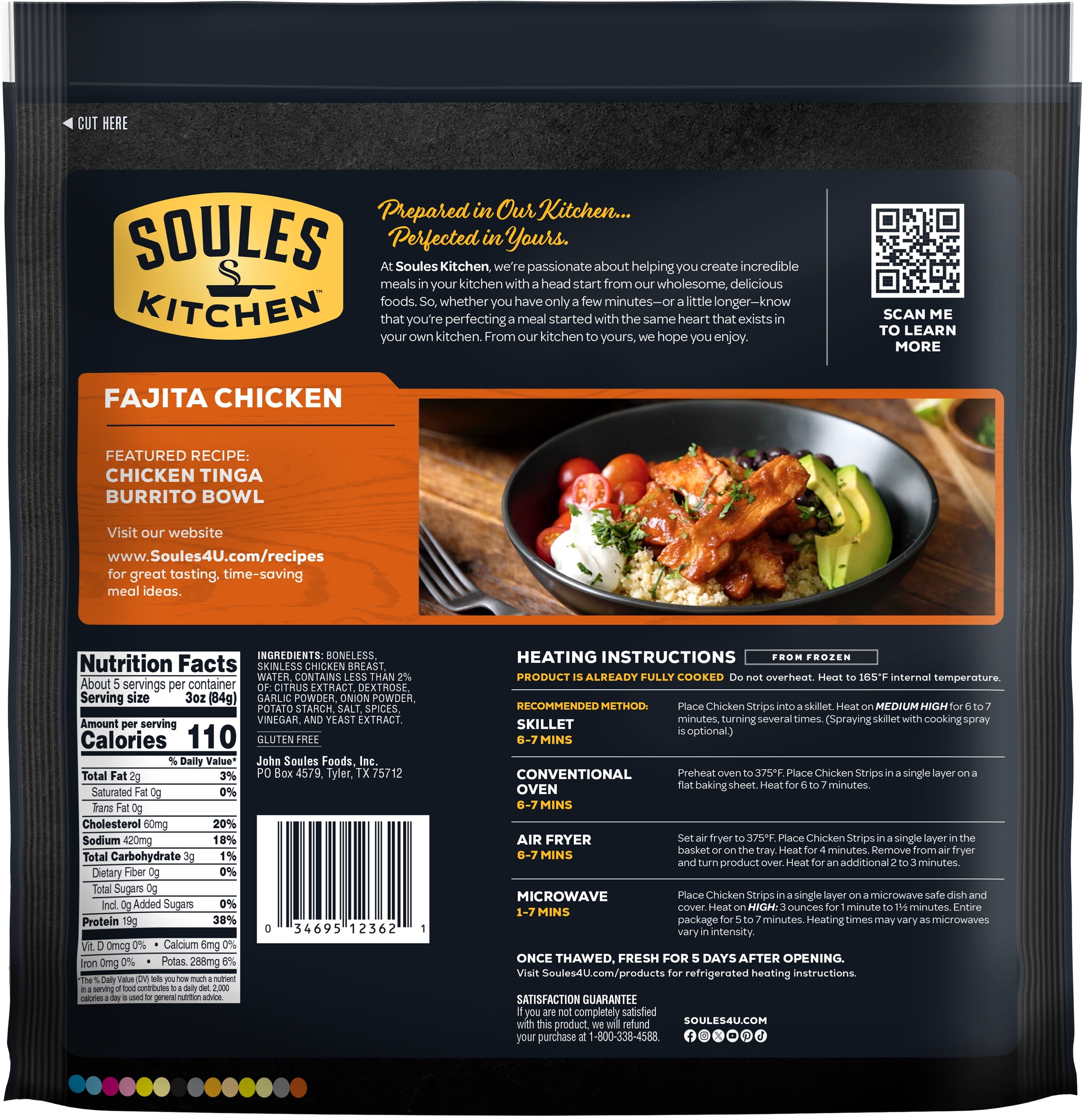 Soules Kitchen Chicken Breast Fajita Strips Frozen Fully Cooked 16 Oz