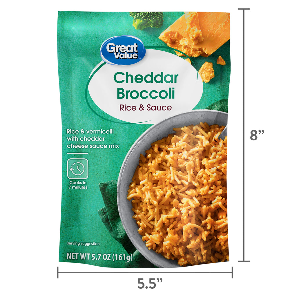 Great Value Cheddar Broccoli Rice & Sauce 5.7 Oz 4 Pack