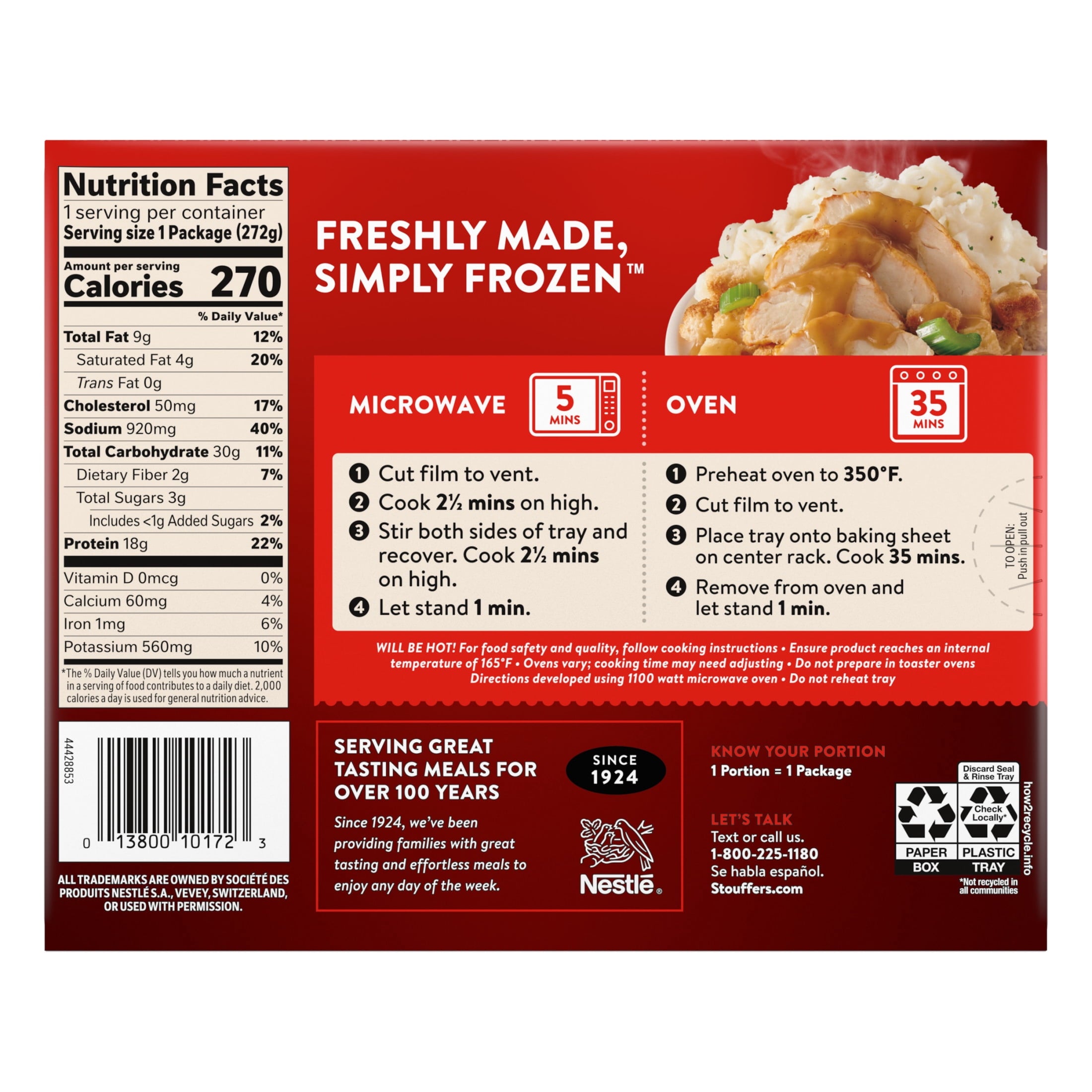 Stouffer's Roast Turkey Single Serve Frozen Meal 9.625 Oz