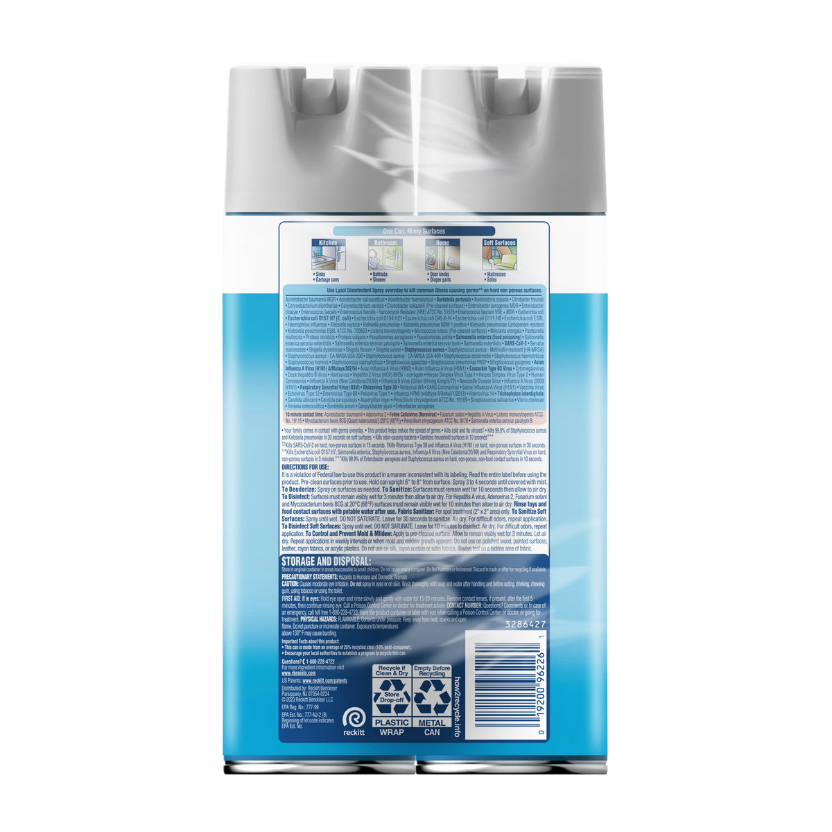 Lysol Disinfectant Spray Sanitizing Antibacterial Deodorizer Crisp Linen 19 fl oz 2 Pack