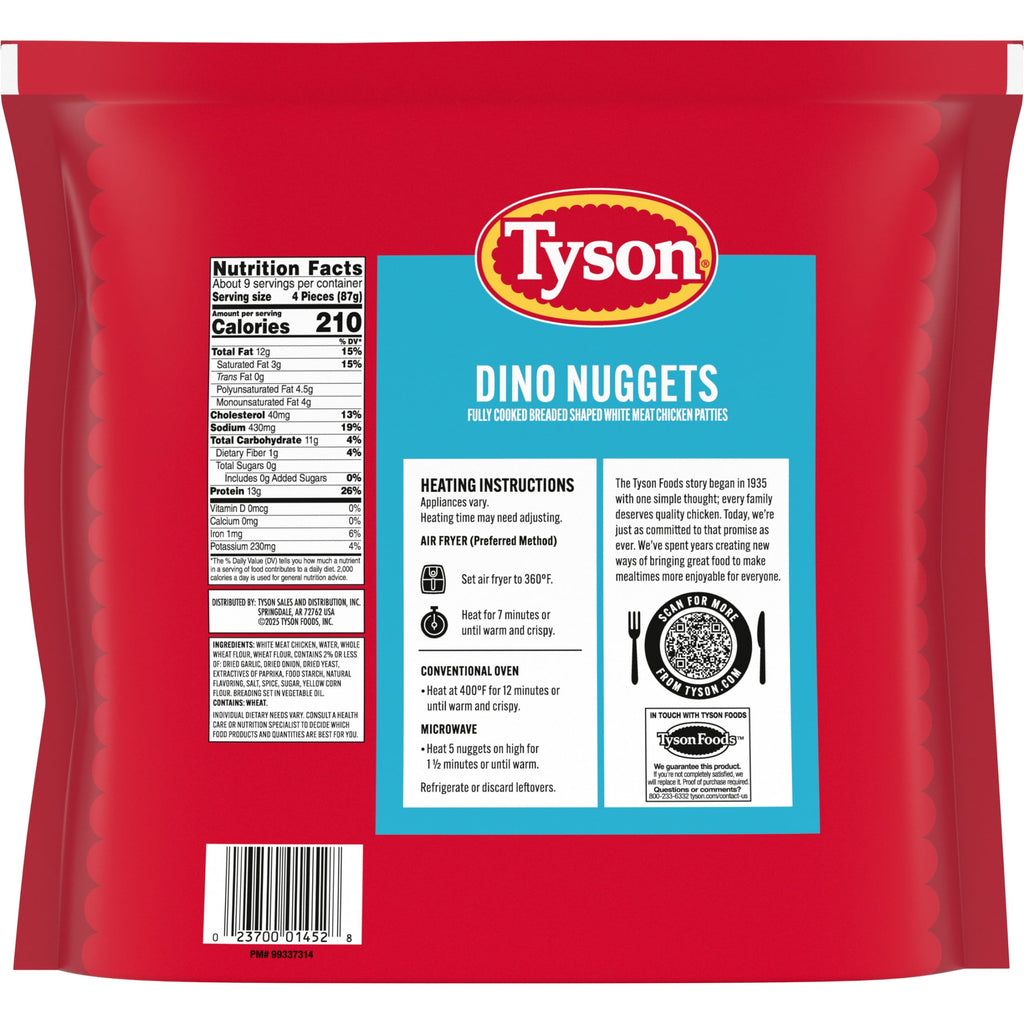 Tyson Dino Chicken Nuggets 29 Oz Frozen 13g Protein