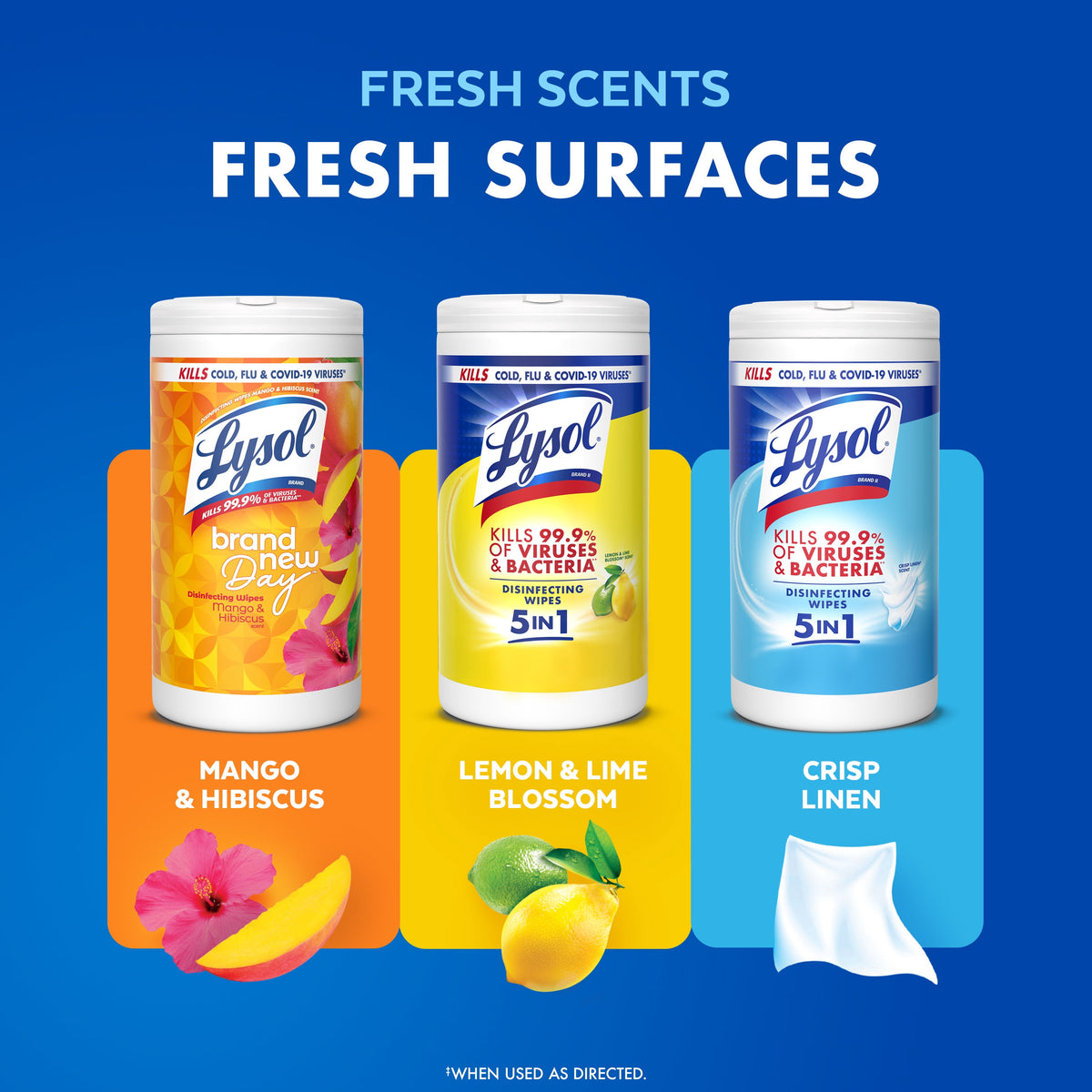 Lysol Disinfecting Wipes Multi Surface Antibacterial Cleaning Lemon & Lime Blossom Scent 80 Count