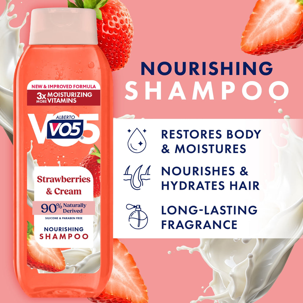 Alberto VO5 Strawberries & Cream Nourishing Shampoo with Soy Milk Paraben Free Vitamin-Enriched Formula 16.9 fl oz