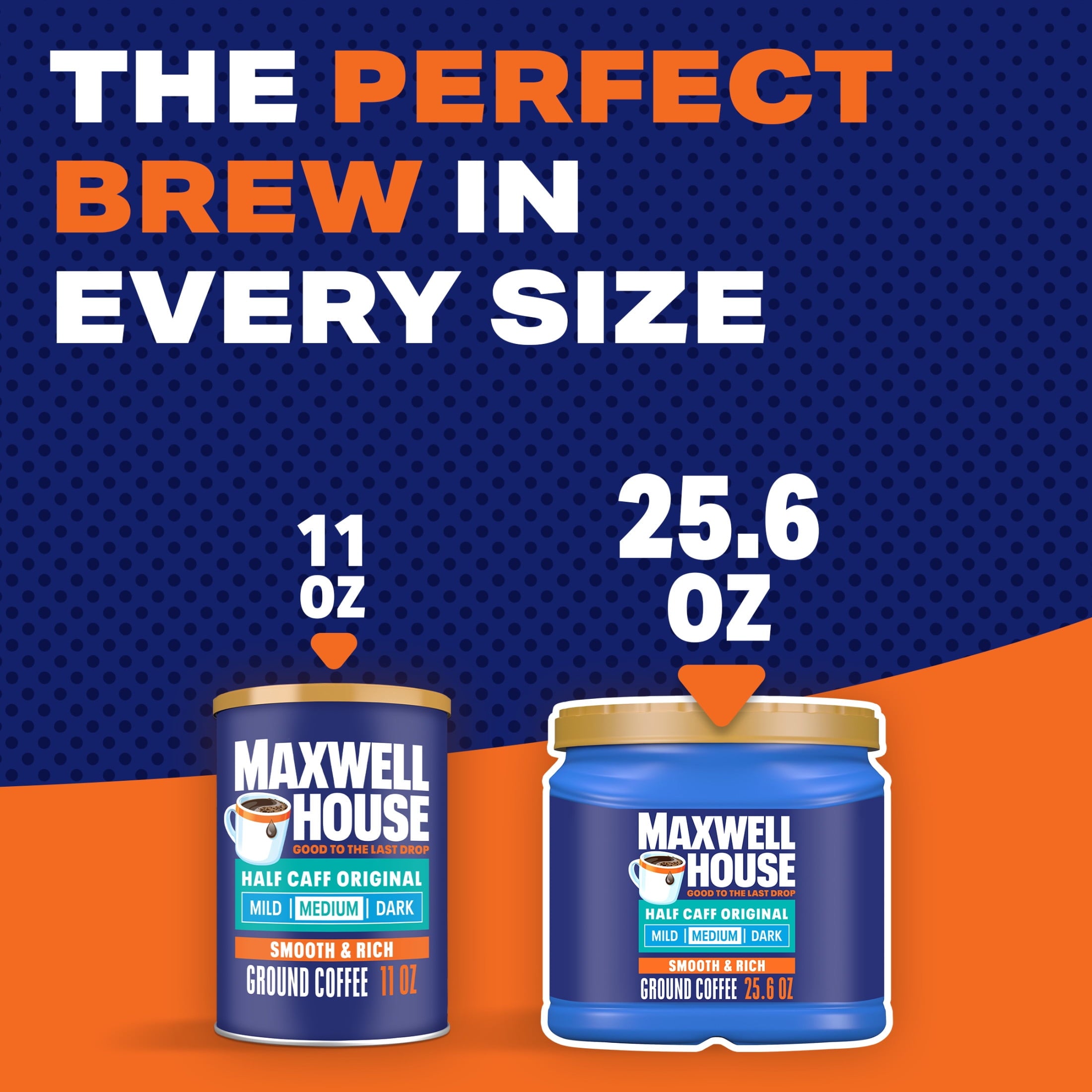 Maxwell House Half Caff Naturally Caffeinated Medium Roast Ground Coffee 25.6 oz Canister