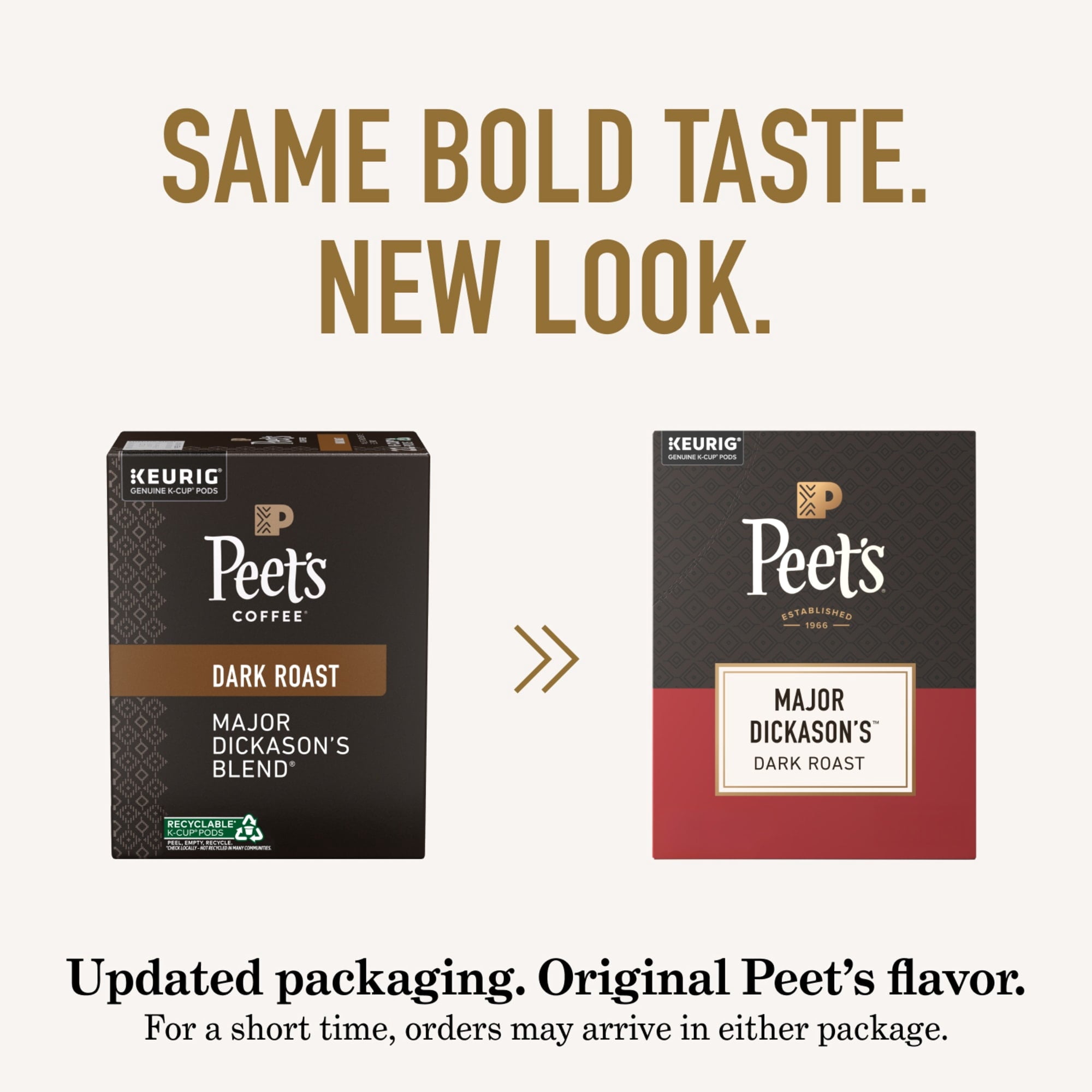 Peet's Major Dickason's Blend Naturally Caffeinated Dark Roast Coffee K-Cup Pods 22 Count