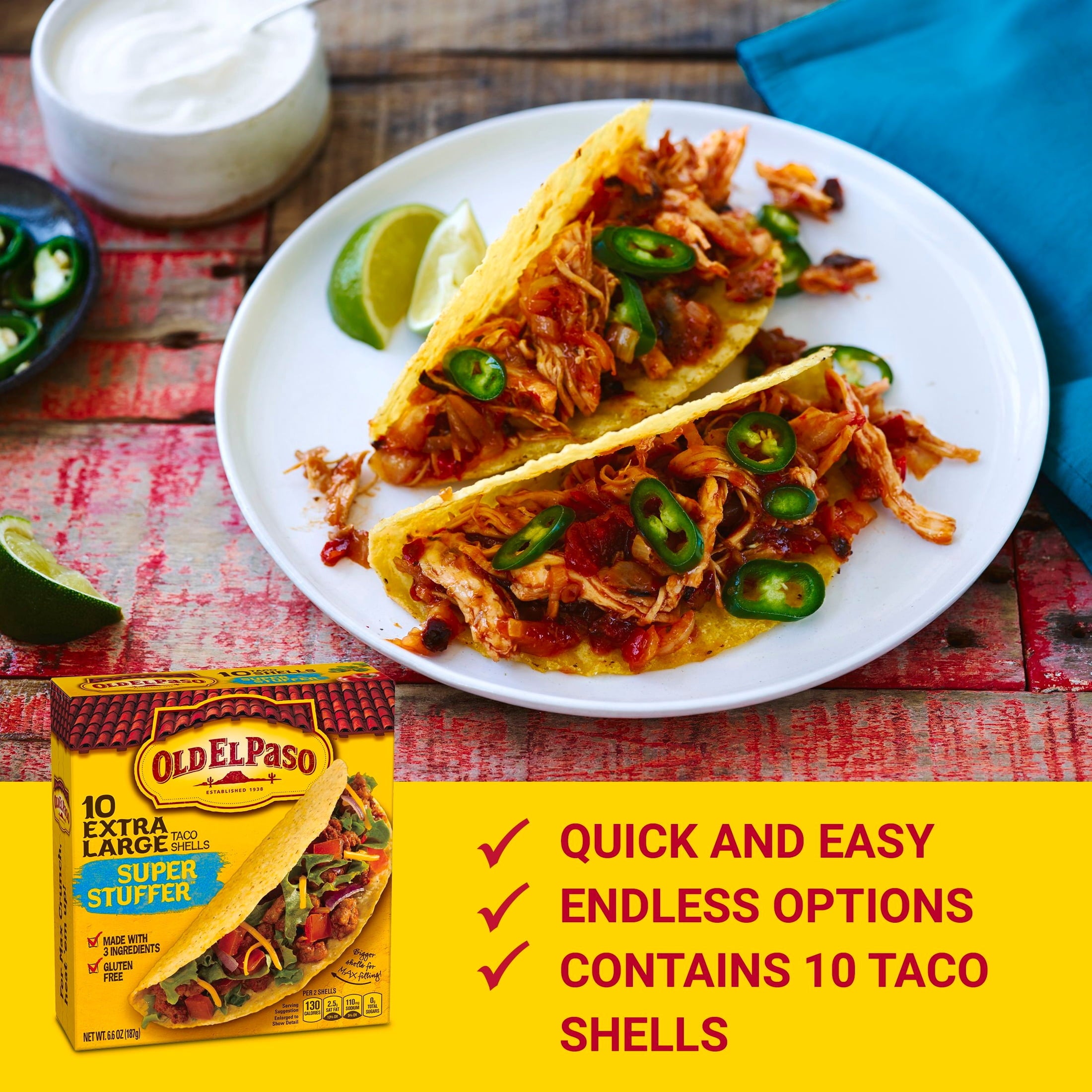 Extra Large Super Stuffer Taco Shells 6.6 Oz 10 Count Old El Paso
